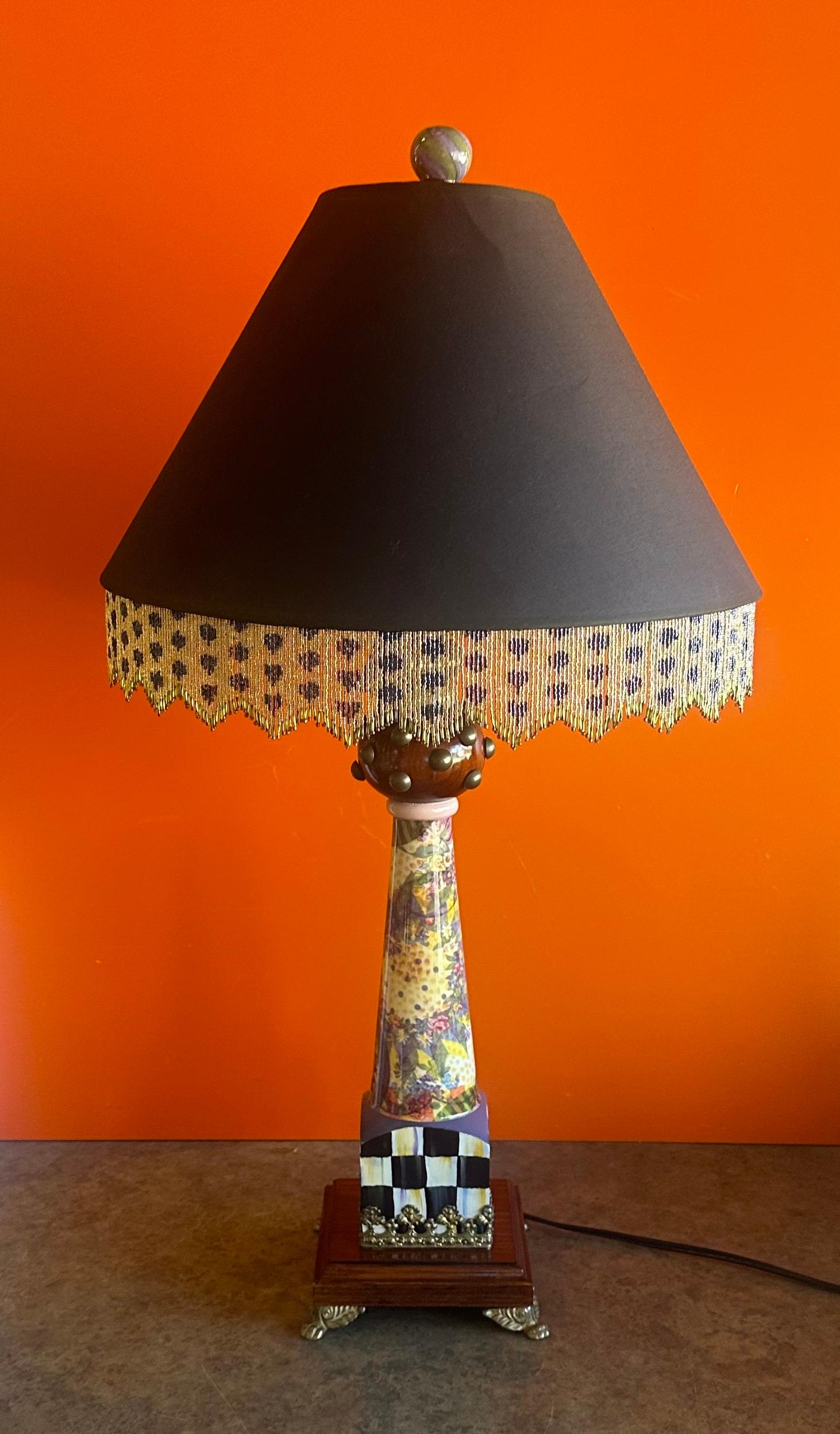 Hand Painted Lord Remillard Table Lamp by MacKenzie Childs In Good Condition For Sale In San Diego, CA