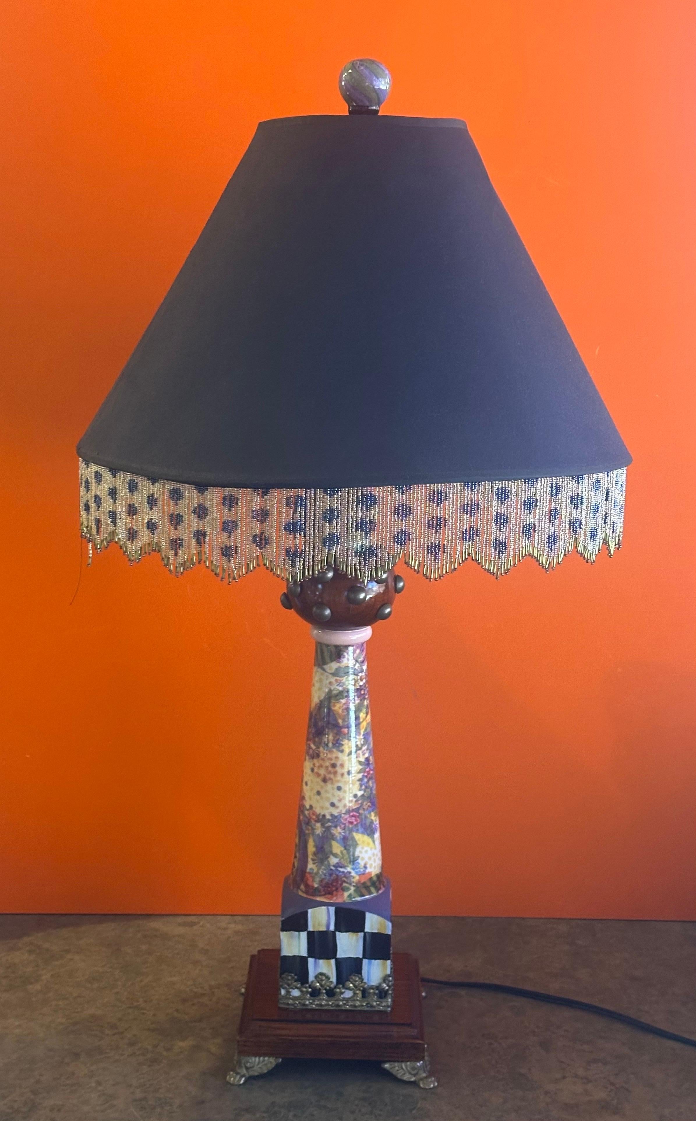Wood Hand Painted Lord Remillard Table Lamp by MacKenzie Childs For Sale