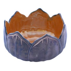 Hand Painted Lotus Designed Bowl Lusterware Blue