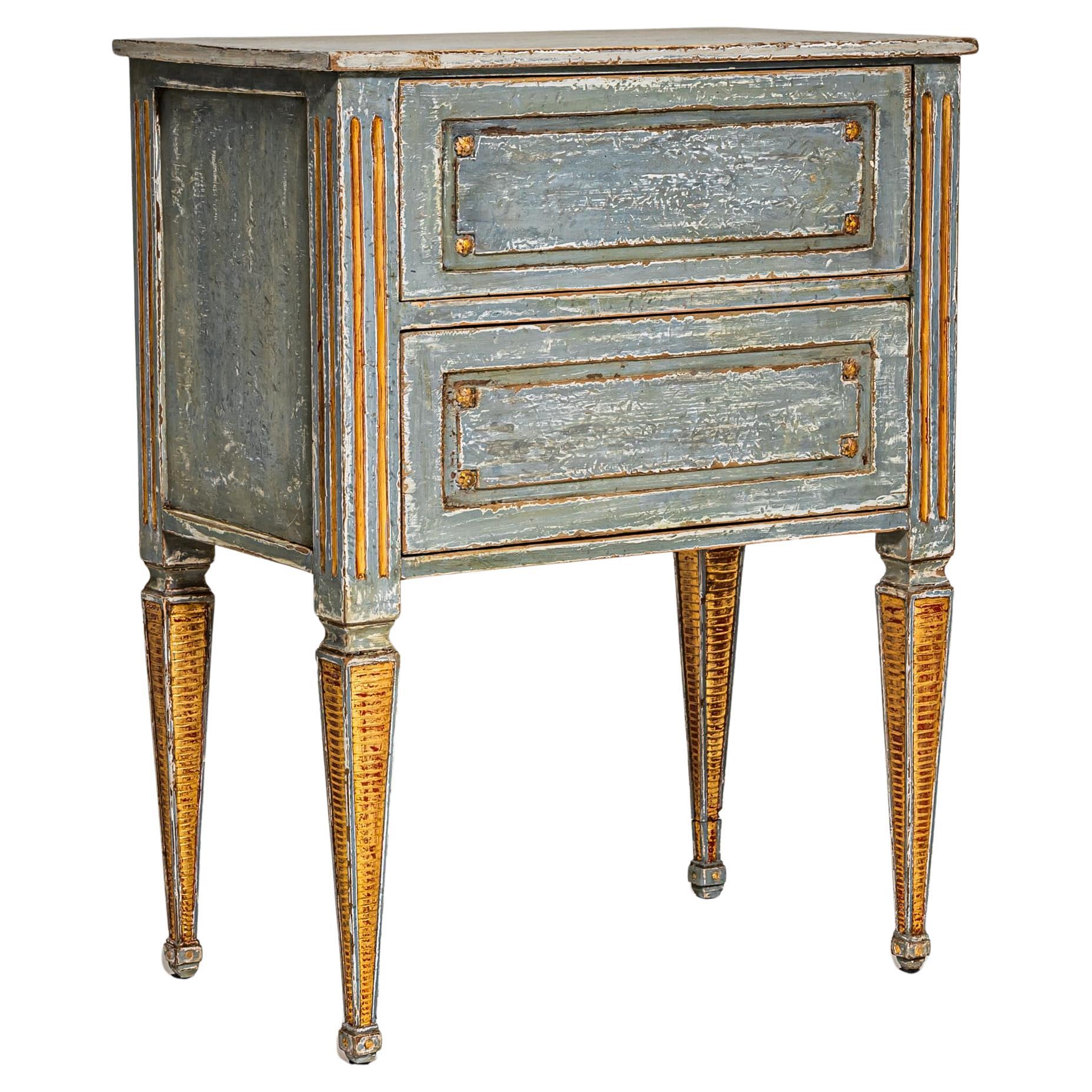 Hand-Painted Louis XVI Chest of Drawers with Gilt Accents, Late 18th Century