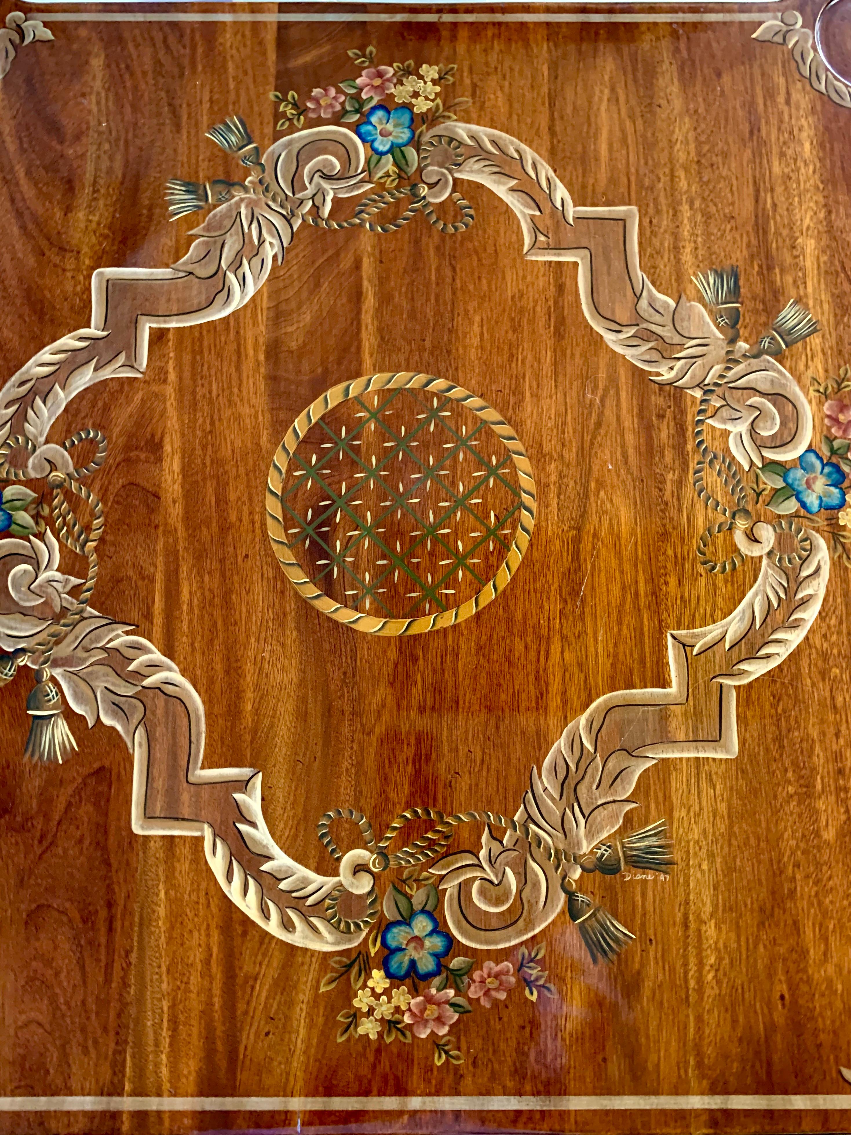 Hand Painted Mahogany Game Table 2