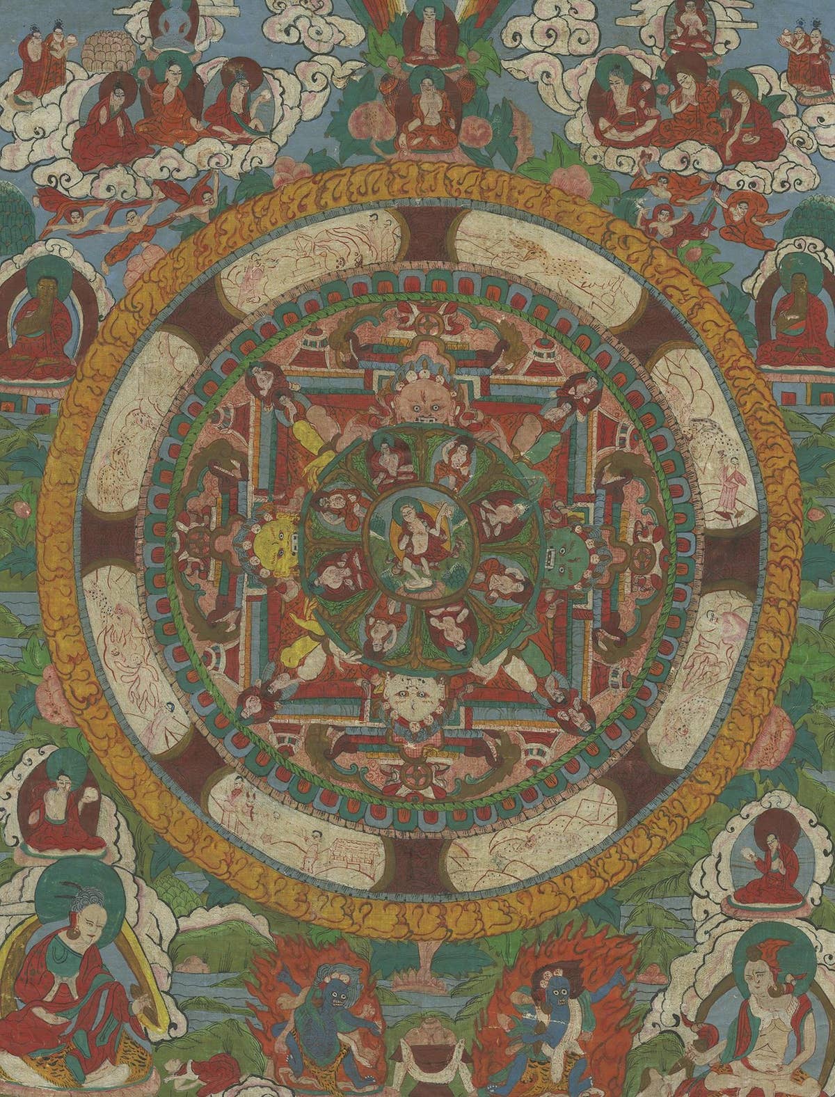 Hand Painted Mandala Thangka, circa 1920