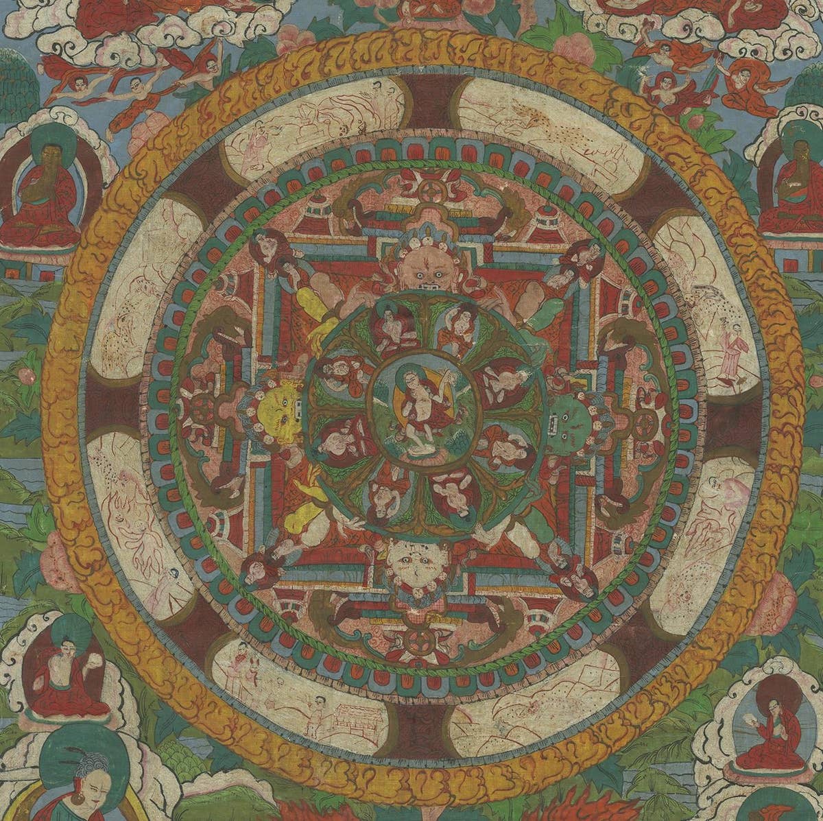 Hand Painted Mandala Thangka, circa 1920