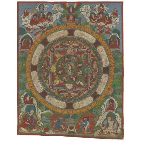 Hand Painted Mandala Thangka, circa 1920