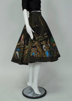 Hand Painted Mariachi Scene Mexican Circle Skirt - Jácome Estate, 1950s