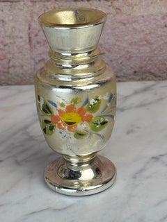 Hand-Painted Mercury Glass Bud Vase, Continental, Early 20th Century