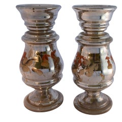 Hand Painted Mercury Glass Candlesticks