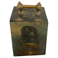 Hand Painted Metal and Brass Coal and Ash Box