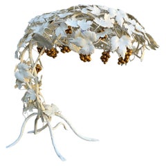 Hand-Painted Metal Grapevine Table Lamp in Hollywood Regency / Art Nouveau Style