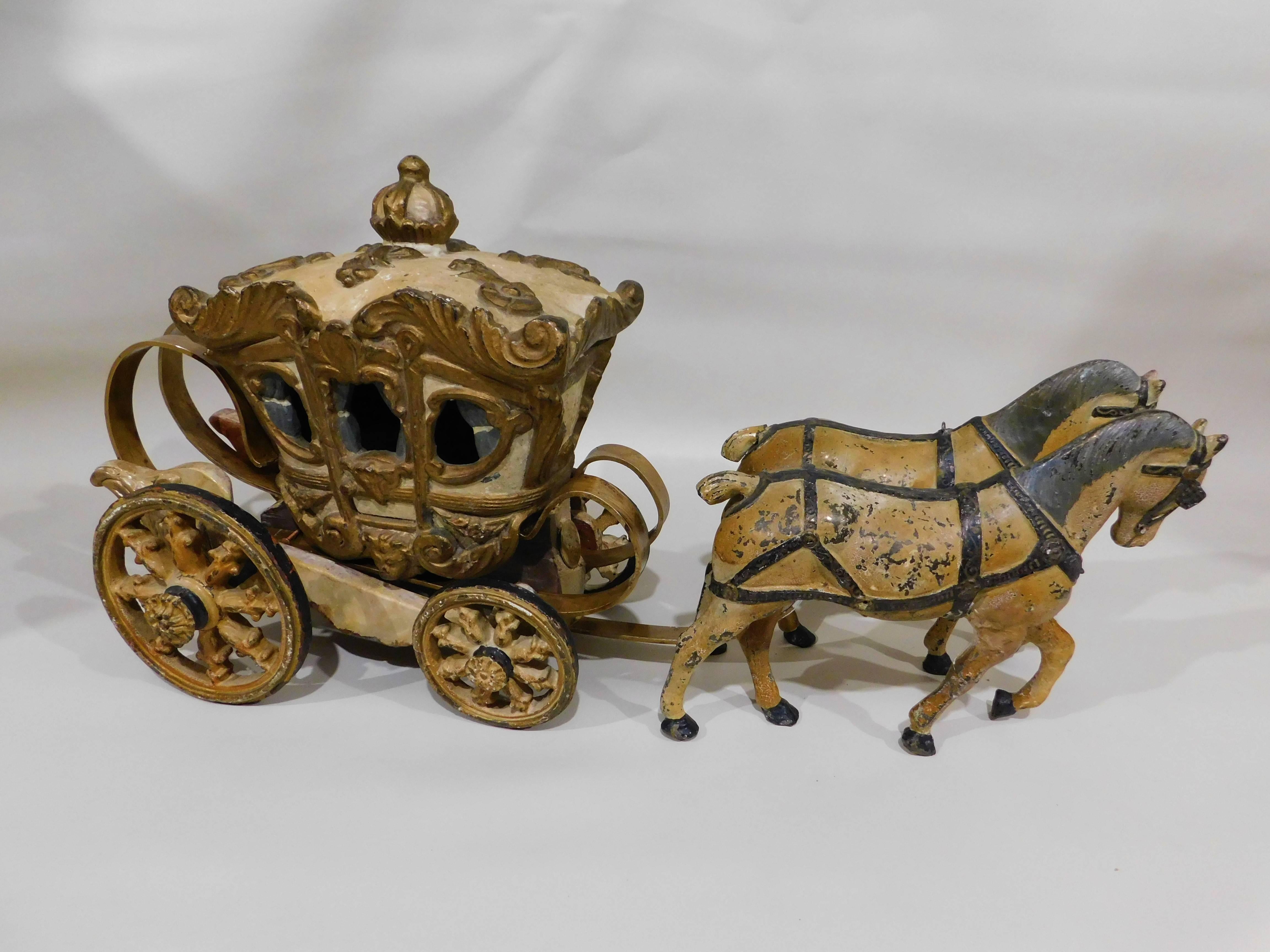 brass horse and carriage