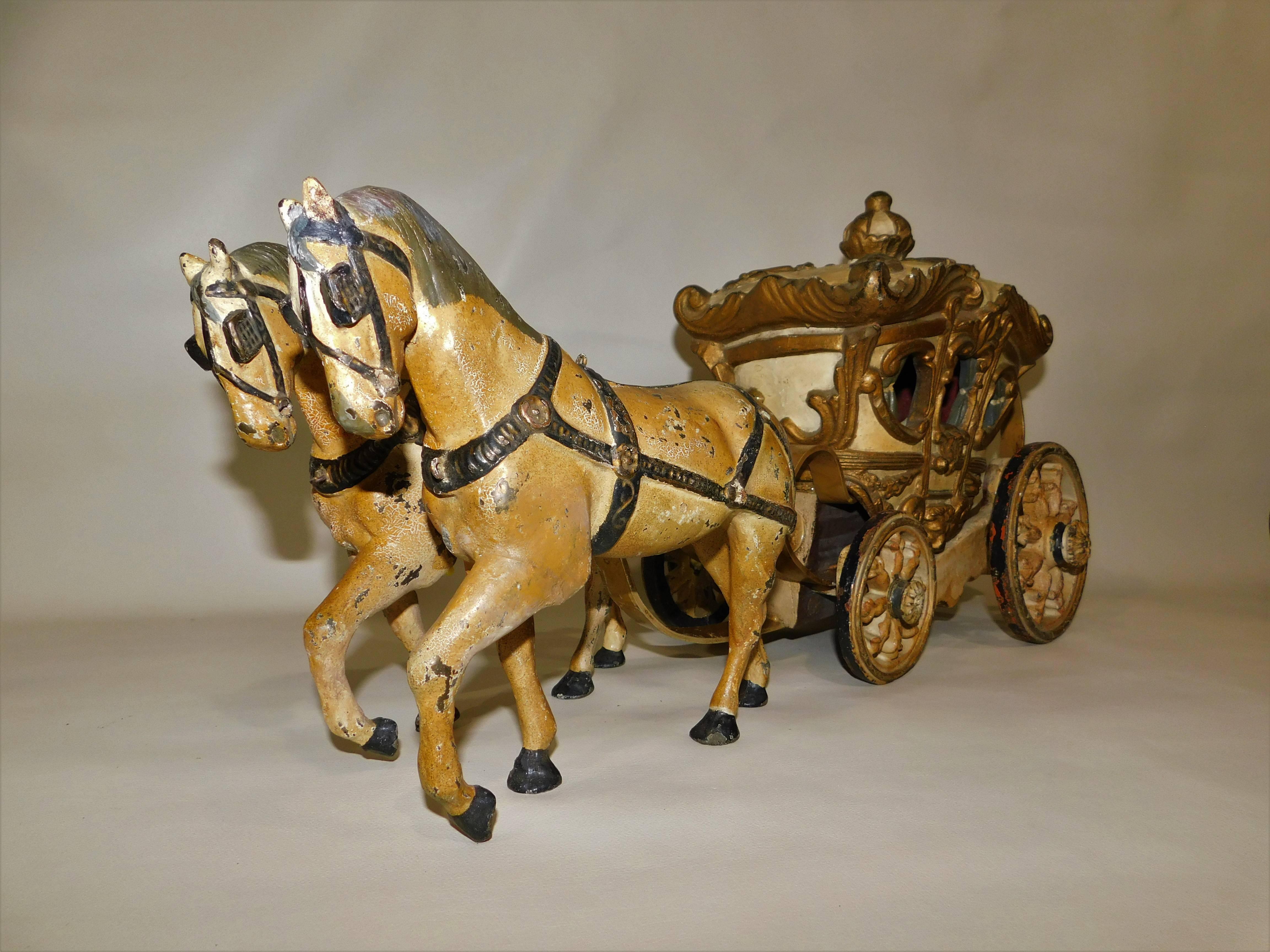 Hand-Painted Metal Store Window Advertising Horse Drawn Carriage For Sale 2