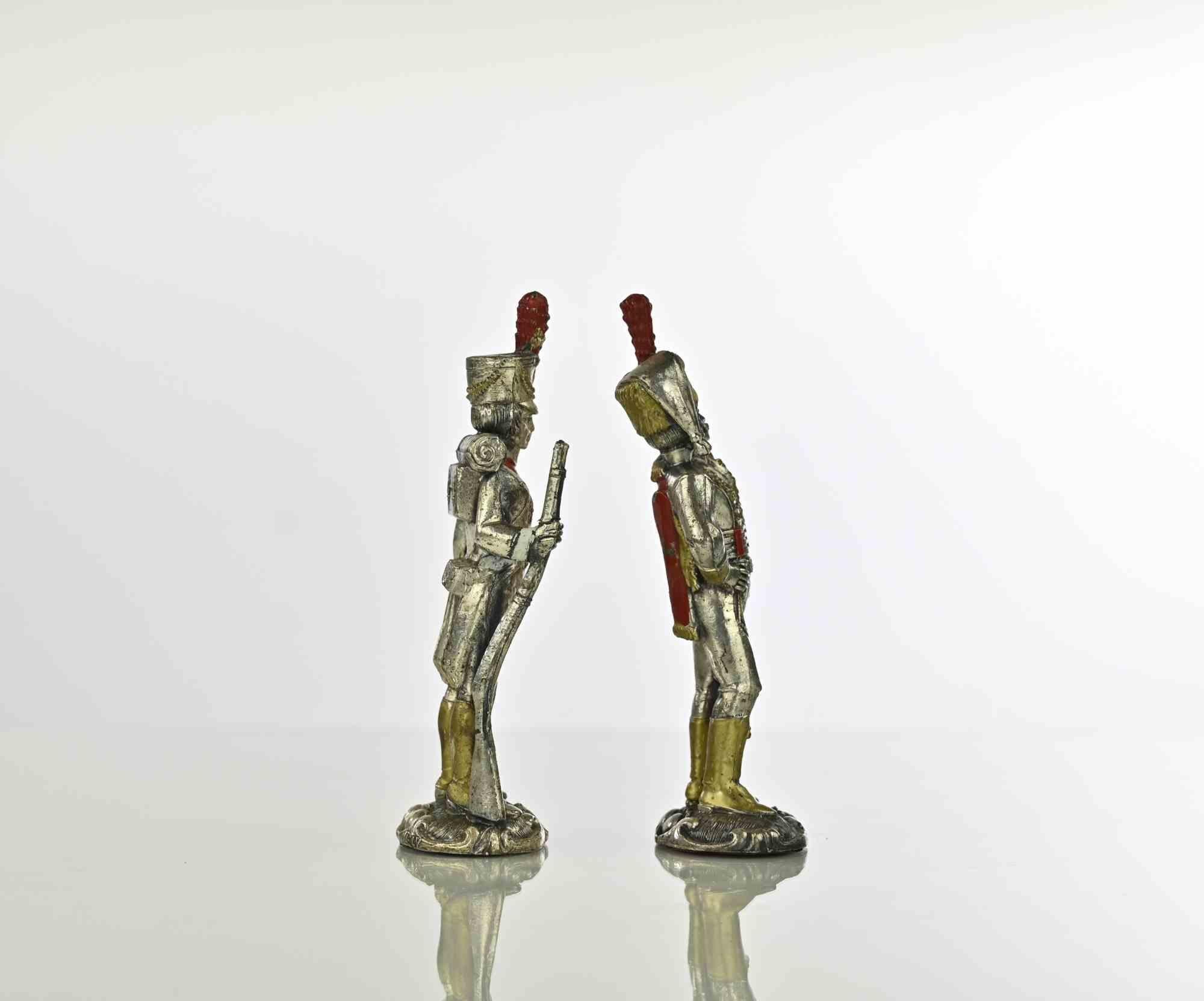 Italian Hand Painted Metal Toy Soldiers, Late 19th Century For Sale