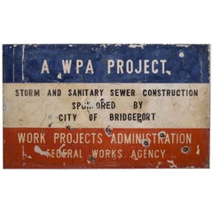 Hand Painted Metal W.P.A Sign for City of Bridgeport, circa 1930