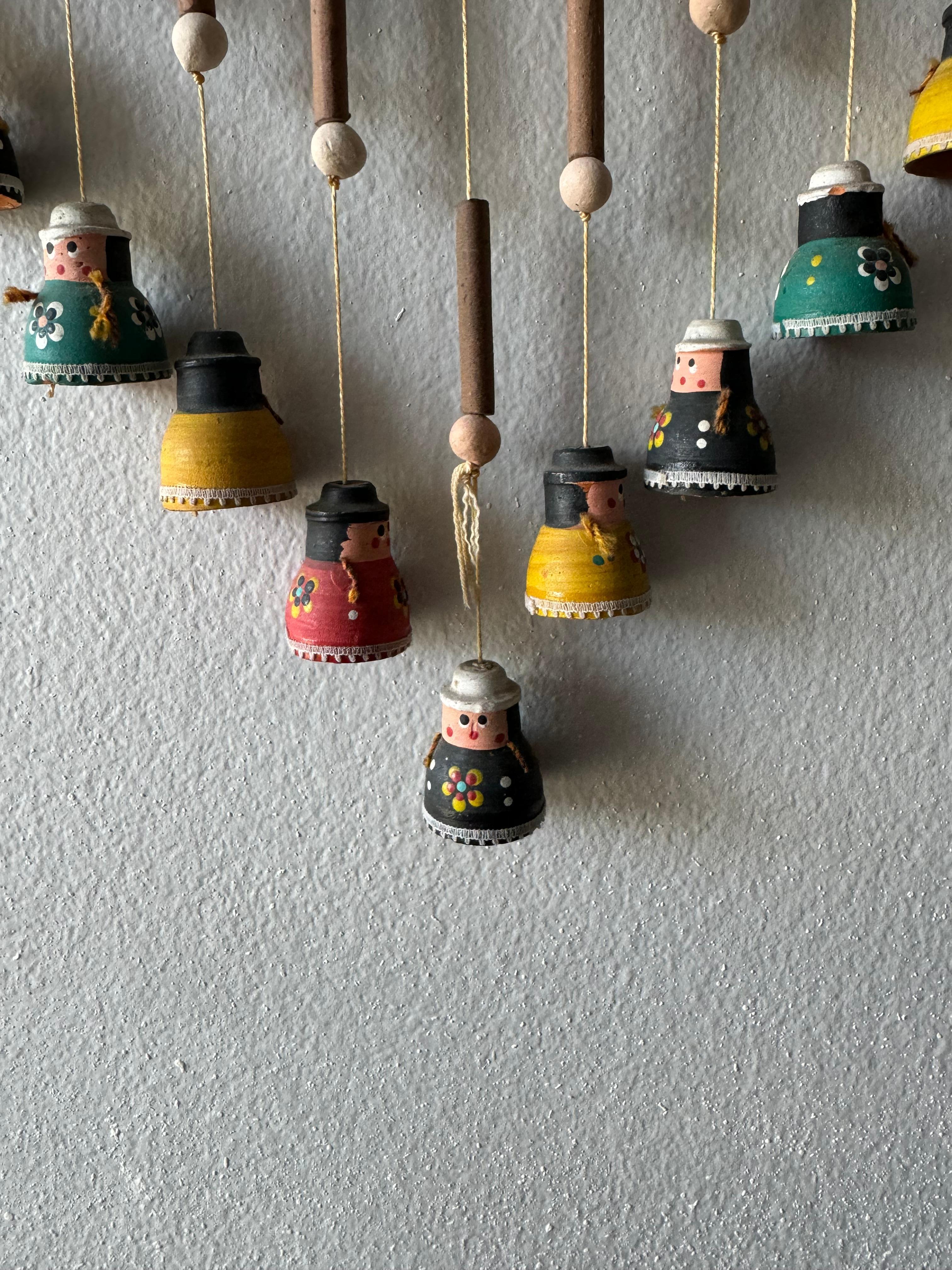 Hand Painted Mexican Folk Art Hanging Wind Chime  For Sale 3