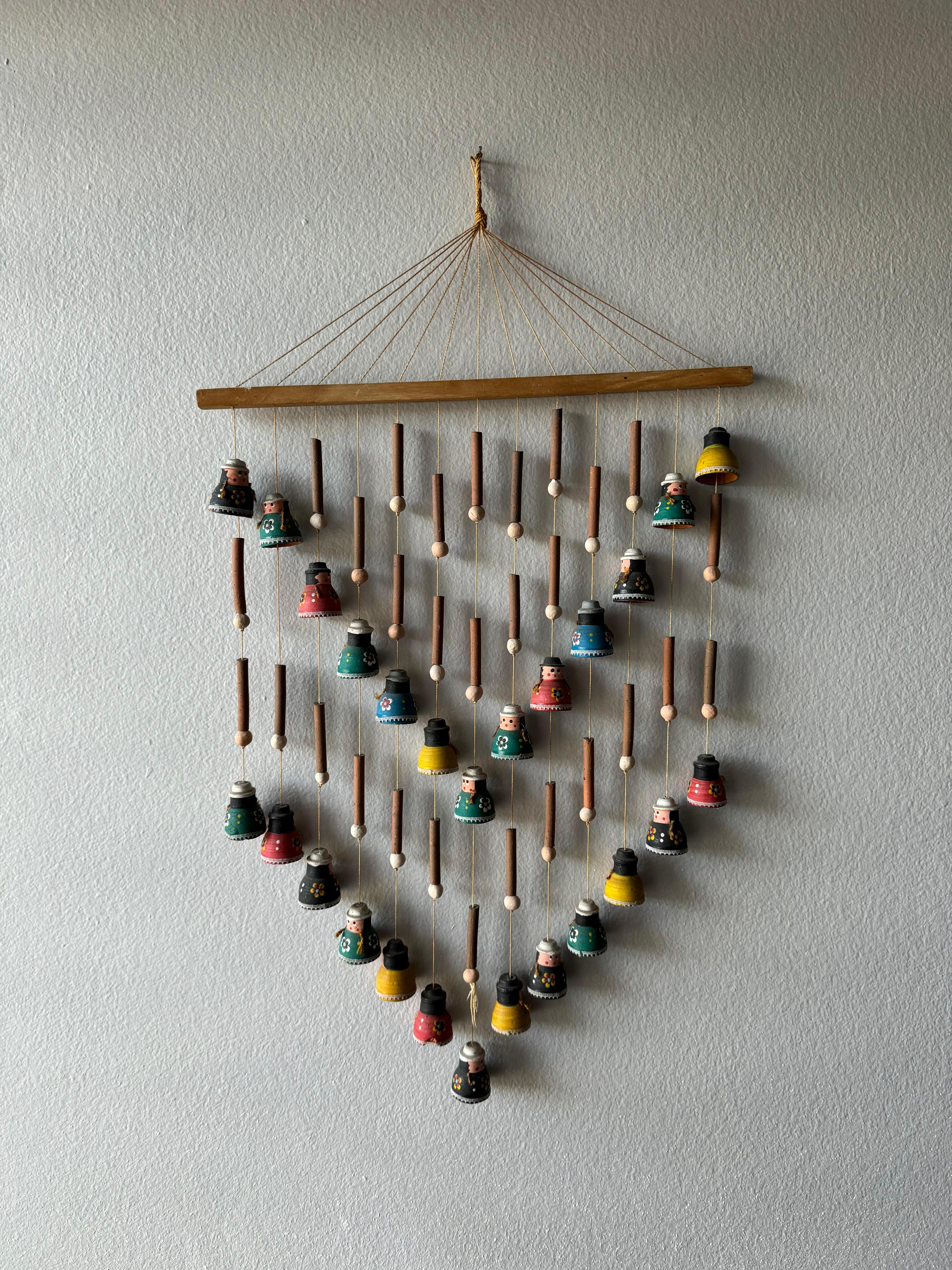 Hand Painted Mexican Folk Art Hanging Wind Chime  For Sale 4