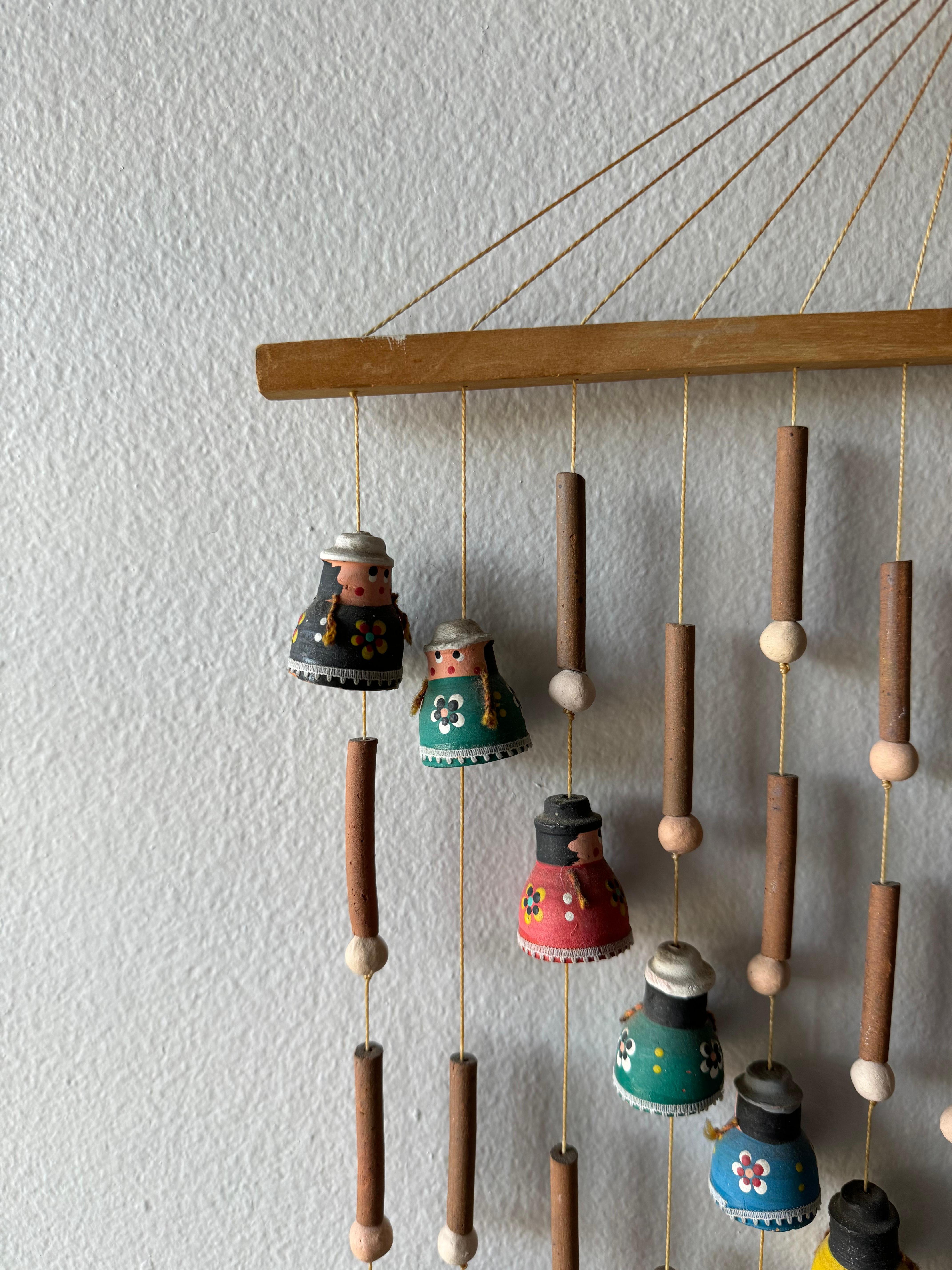 Hand Painted Mexican Folk Art Hanging Wind Chime  For Sale 5