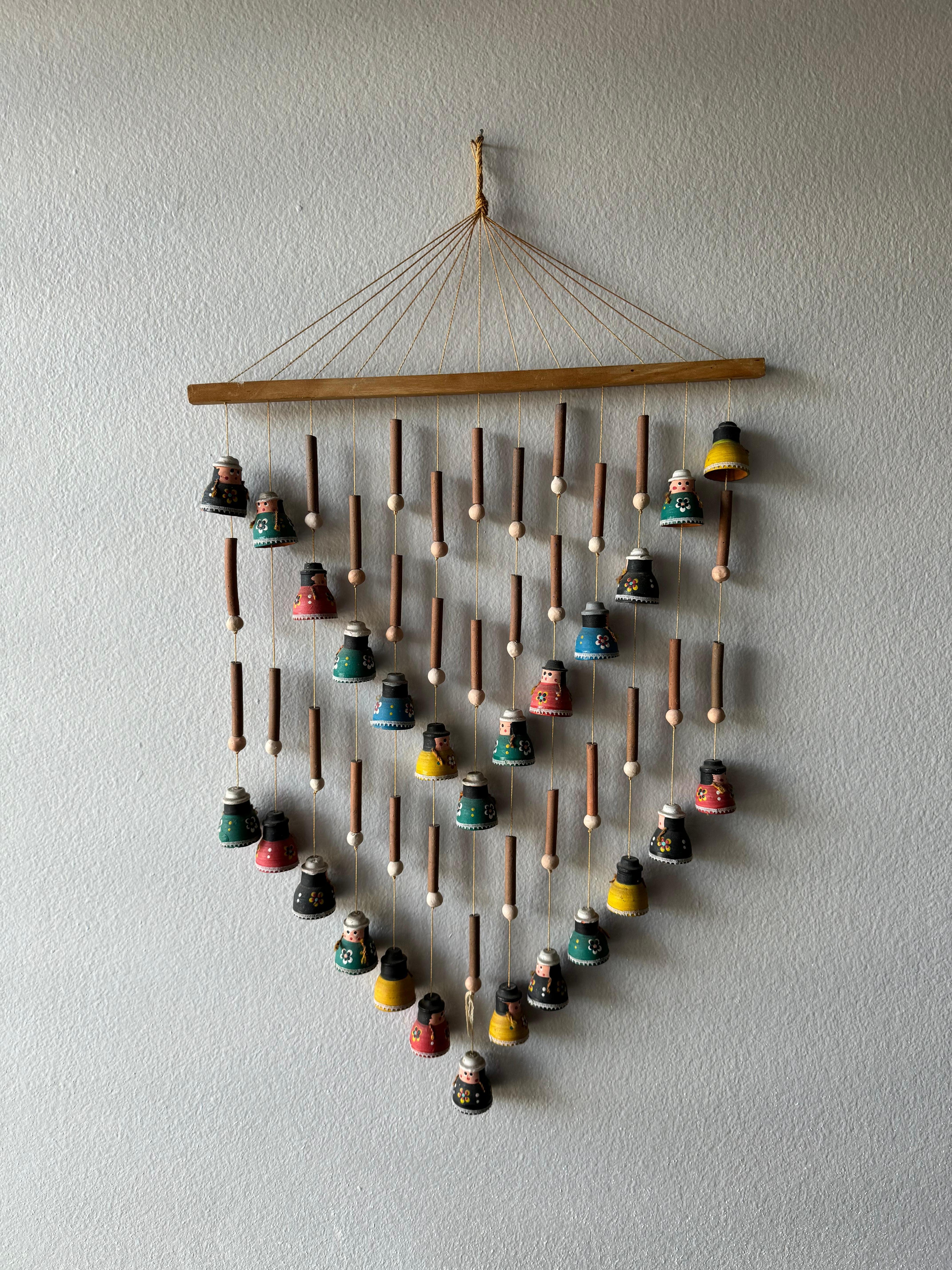 Hand Painted Mexican Folk Art Hanging Wind Chime , 