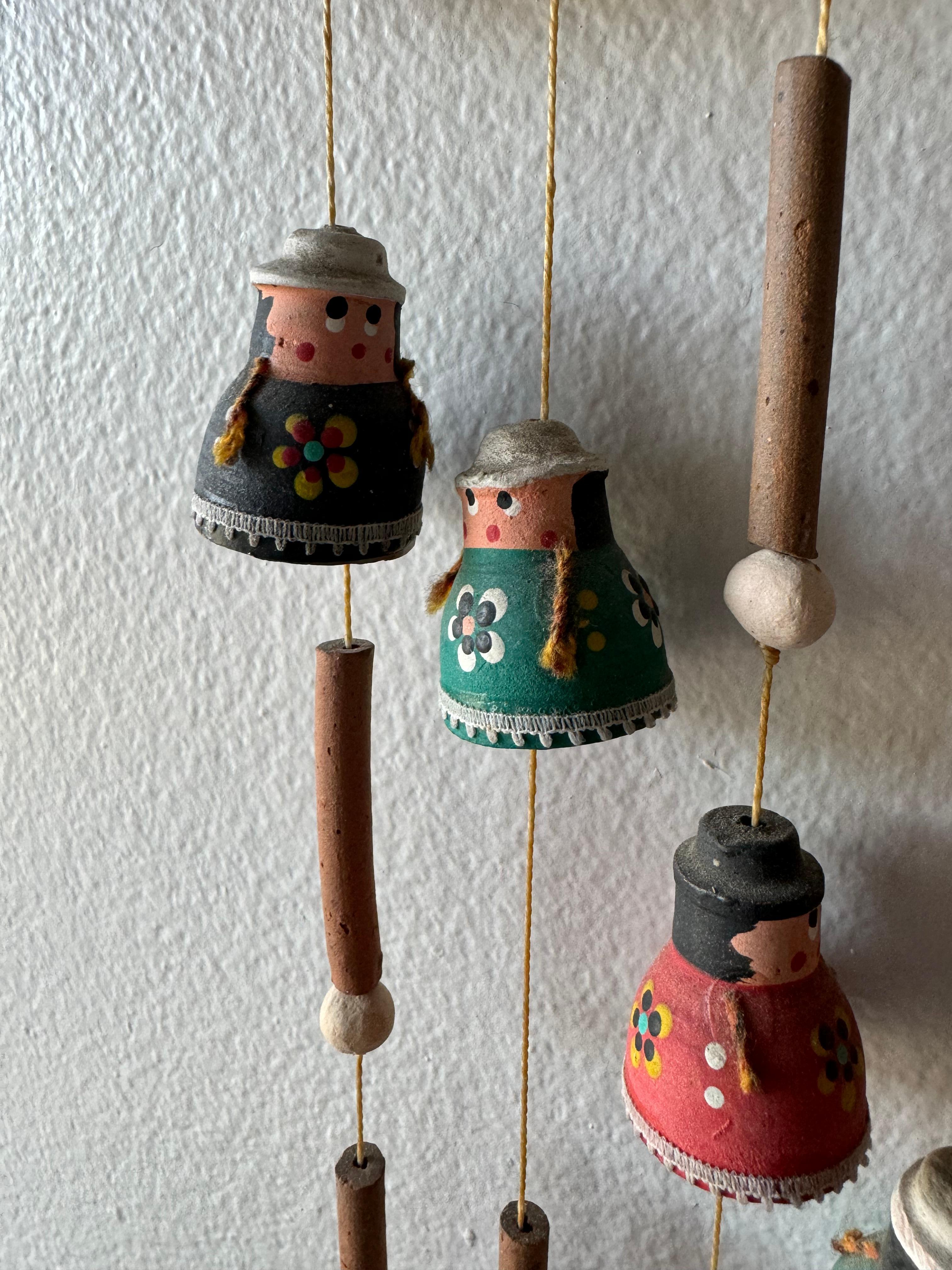 Hand Painted Mexican Folk Art Hanging Wind Chime  For Sale 1