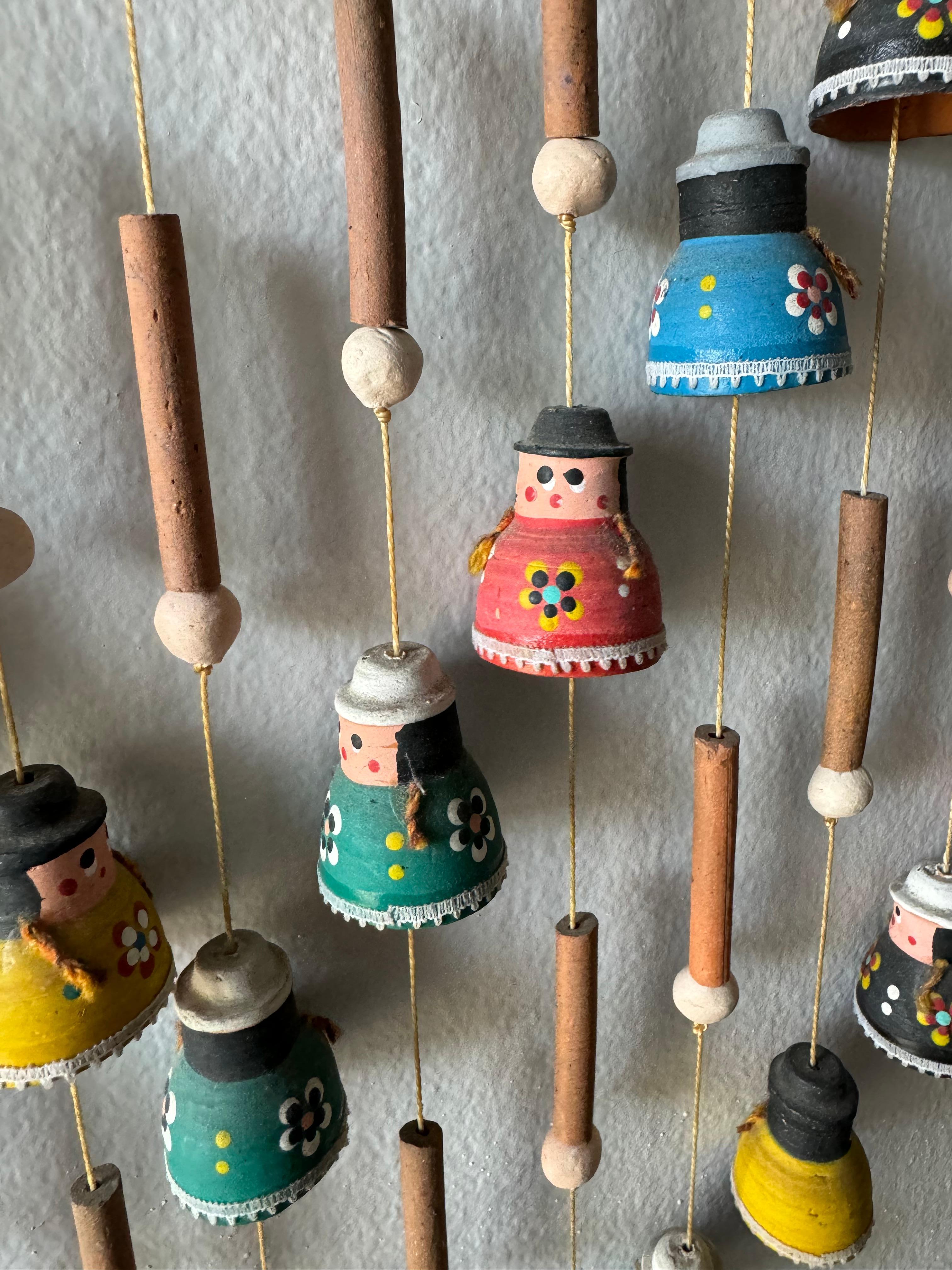 Hand Painted Mexican Folk Art Hanging Wind Chime  For Sale 2