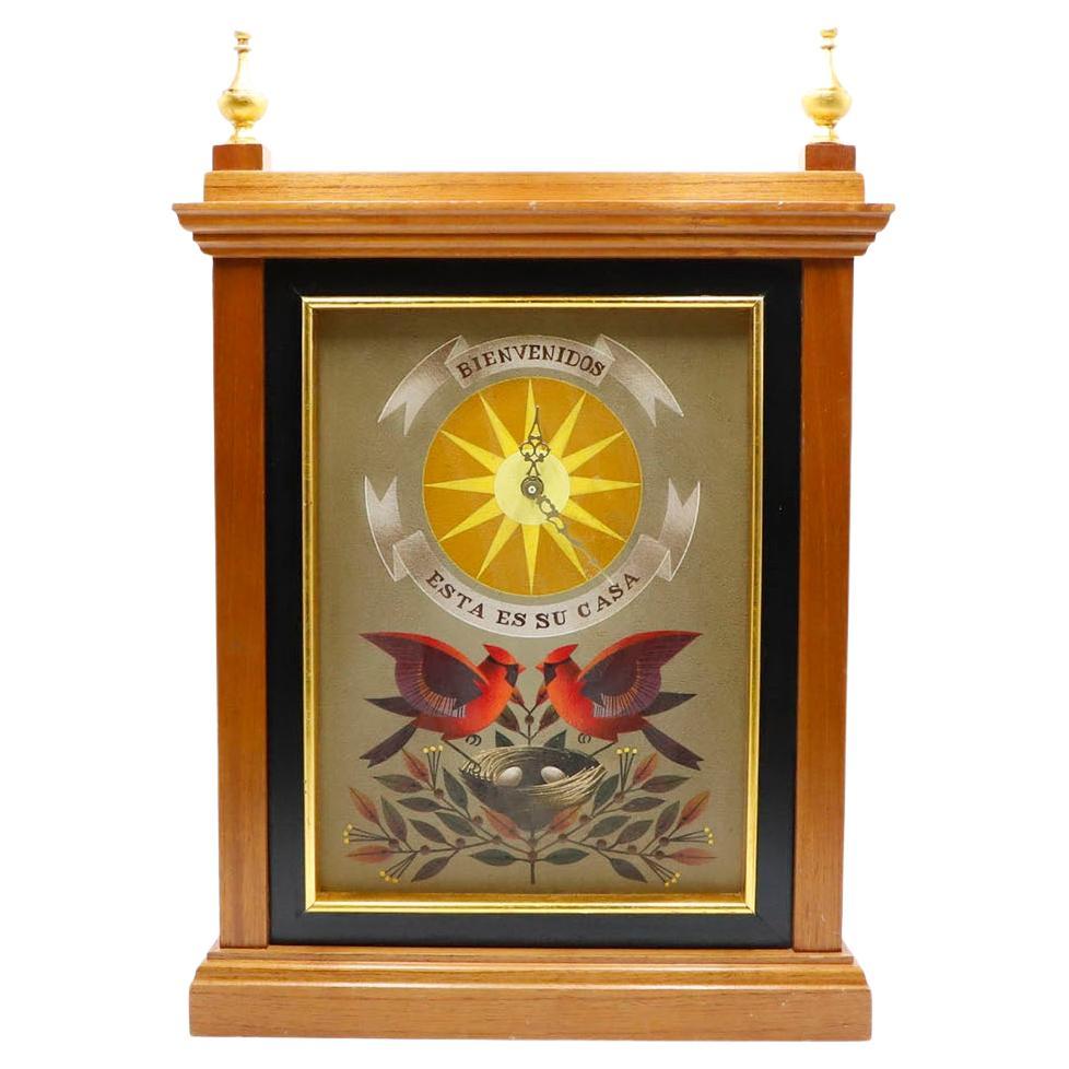Horloge murale mexicaine peinte à la main par Alejandro Rangel Hidalgo en vente