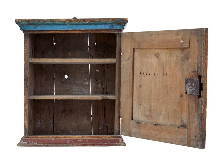 Hand Painted Mid 19th Century Swedish Pine Wall Cupboard For Sale at ...