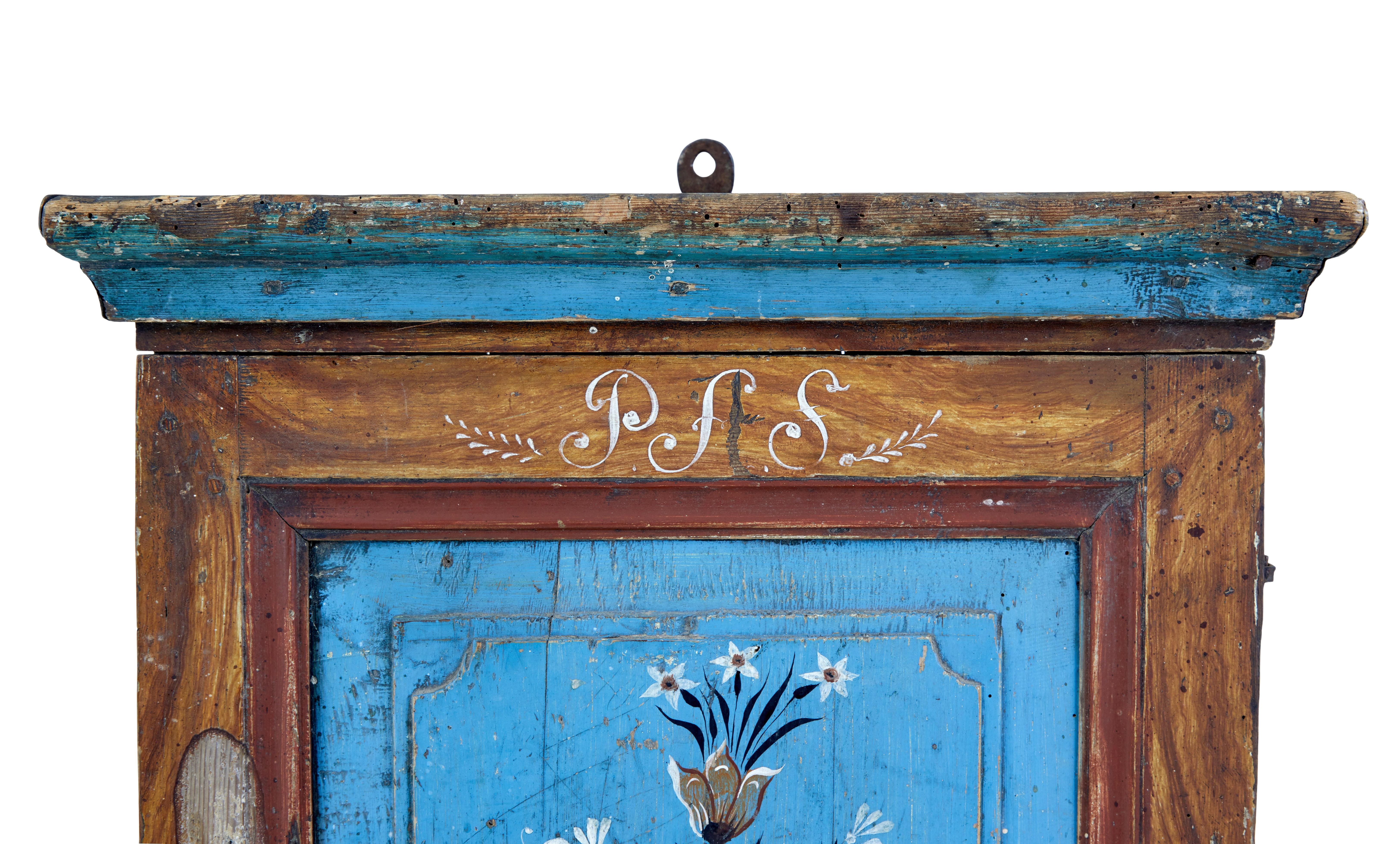 Hand Painted Mid 19th Century Swedish Pine Wall Cupboard For Sale at ...