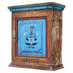 Hand painted mid 19th century Swedish pine wall cupboard