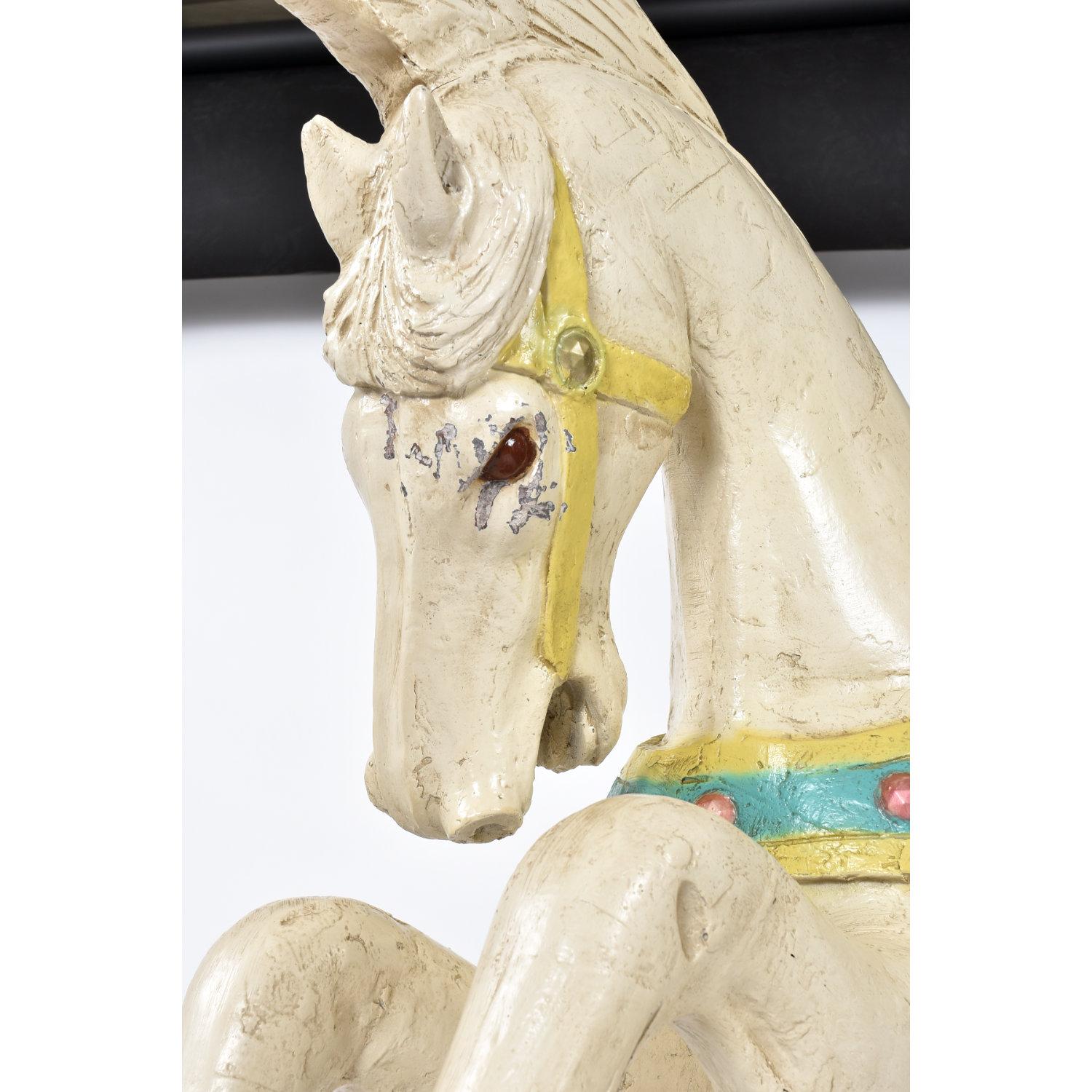 Hand Painted Midcentury Resin White Jumper Carousel Horse by C.W. Parker For Sale 1