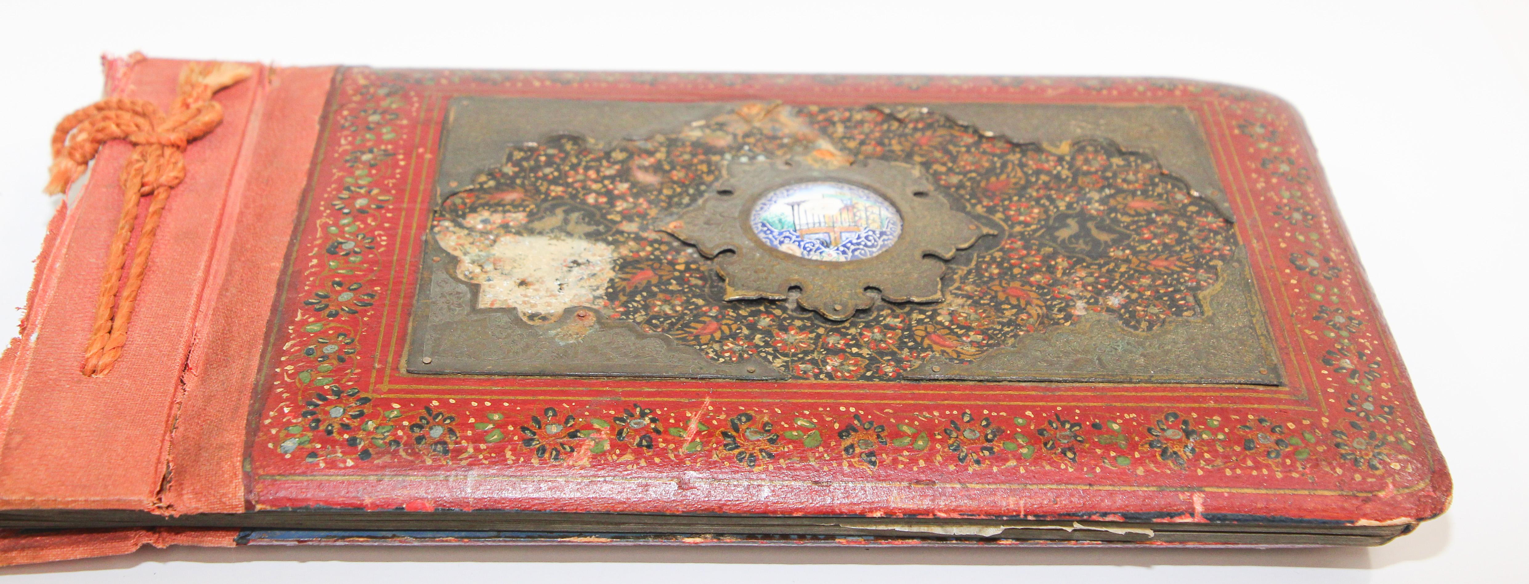 Hand Painted Middle Eastern Qajar Style Picture Photo Album For Sale 2