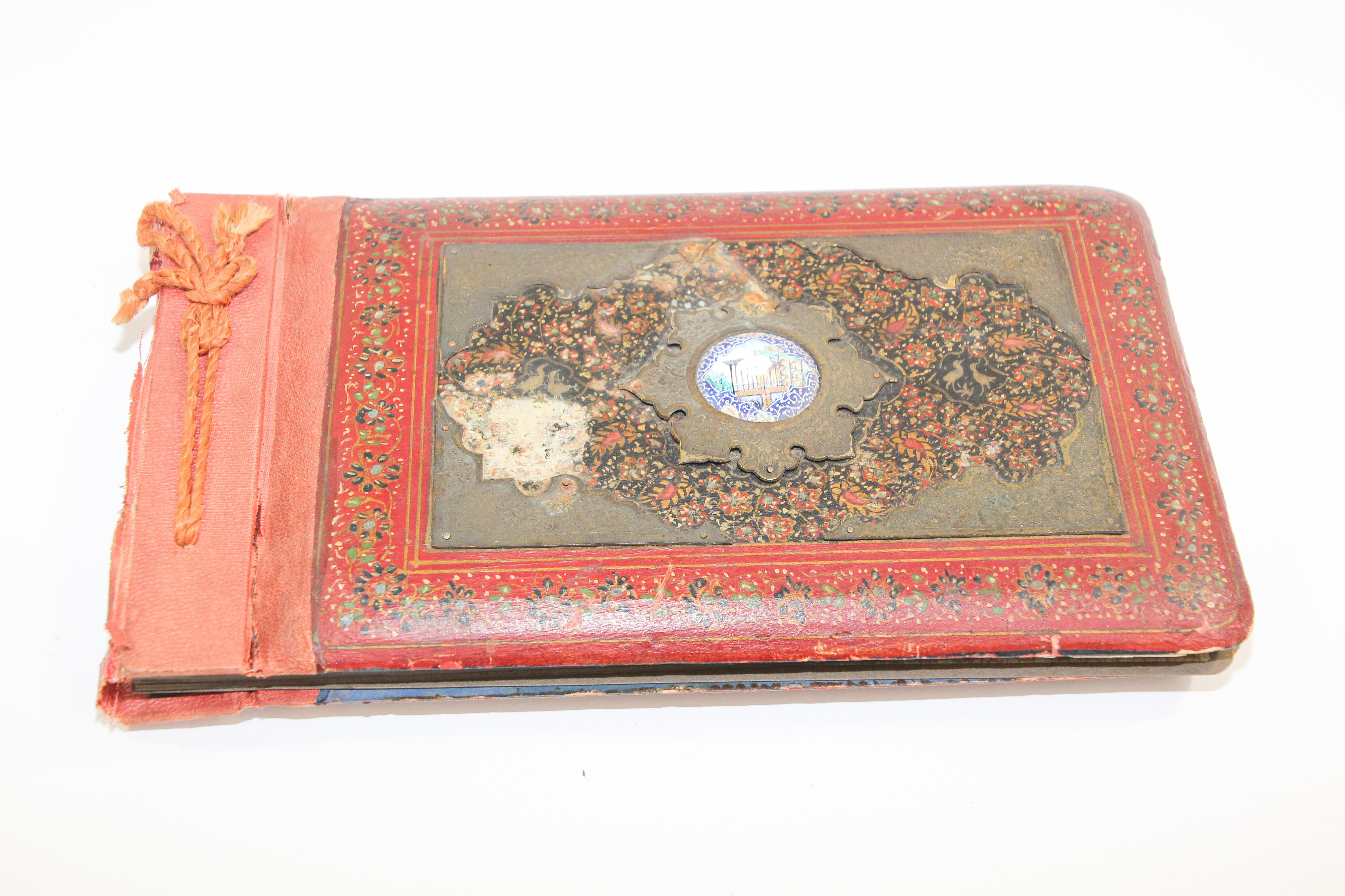 Hand Painted Middle Eastern Qajar Style Picture Photo Album For Sale 6