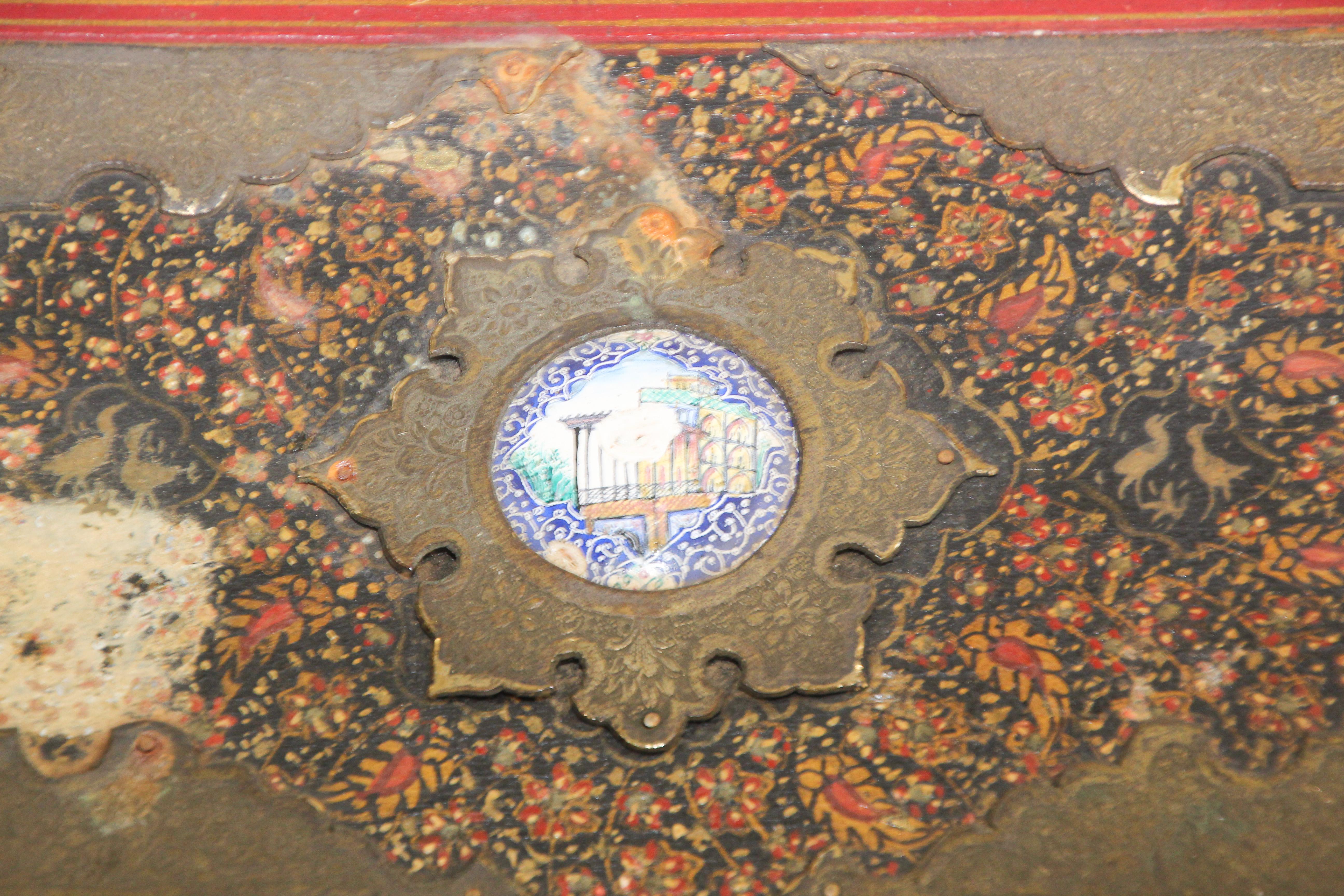 Moorish Hand Painted Middle Eastern Qajar Style Picture Photo Album For Sale