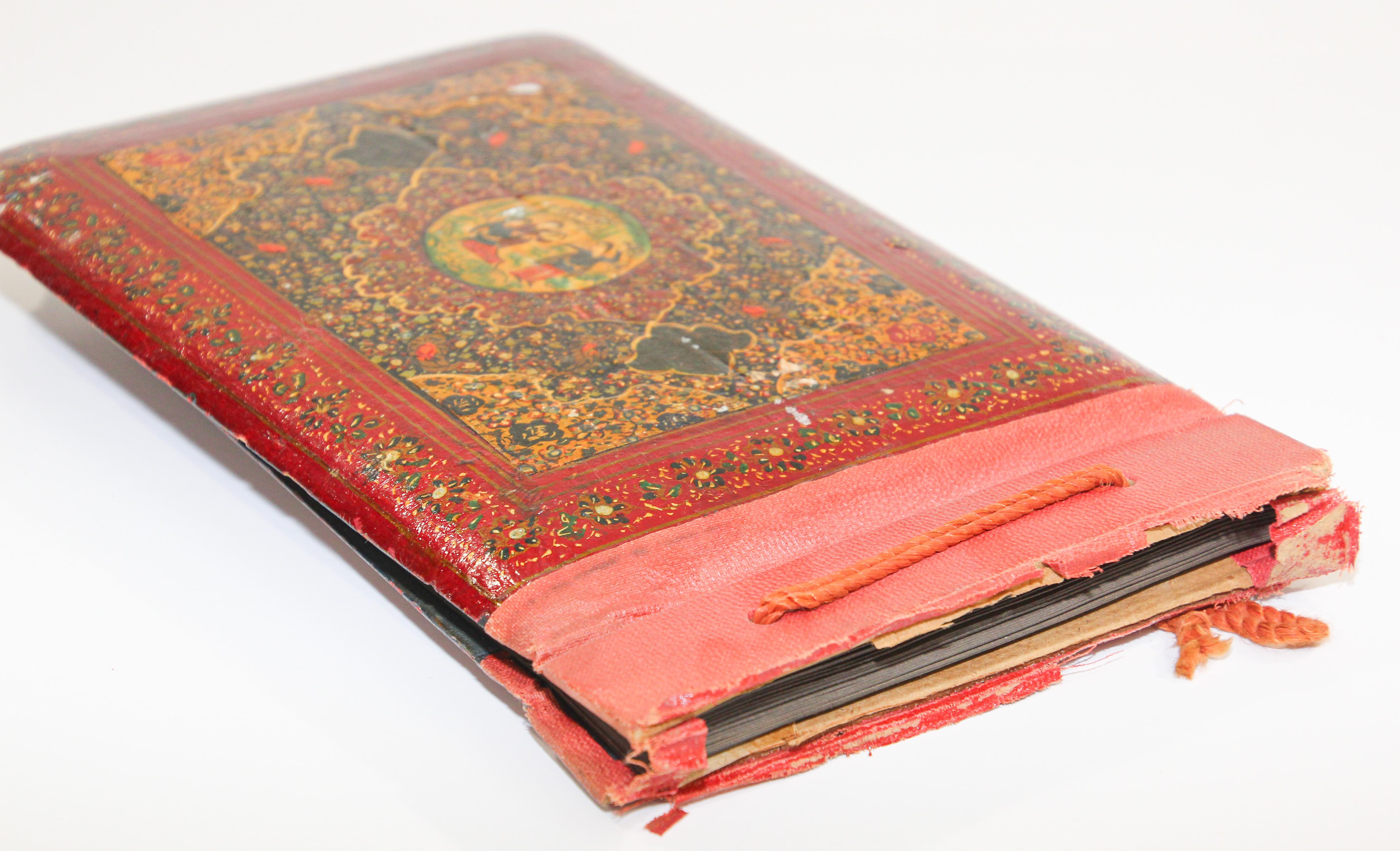 Paper Hand Painted Middle Eastern Qajar Style Picture Photo Album For Sale