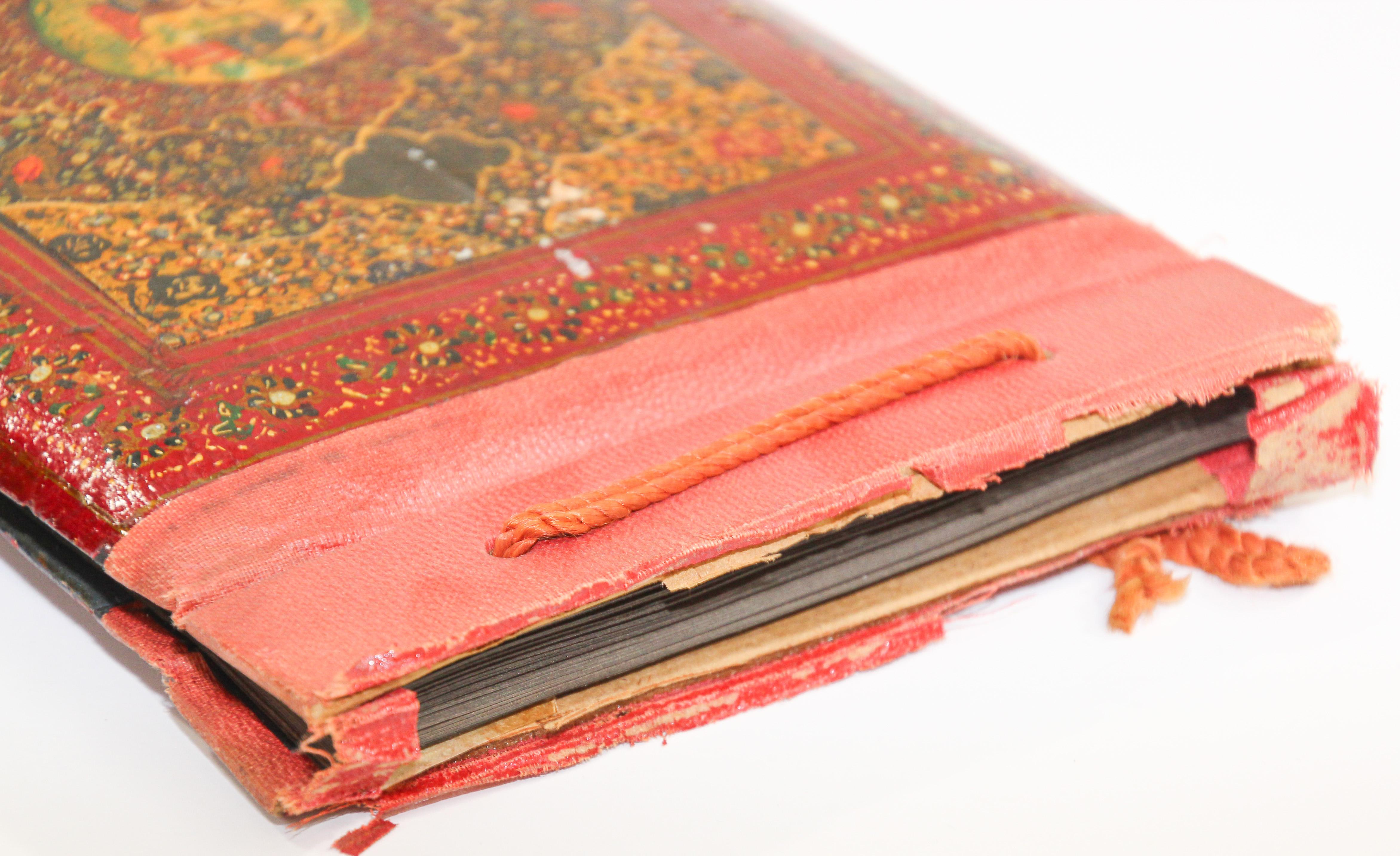 Hand Painted Middle Eastern Qajar Style Picture Photo Album For Sale 1