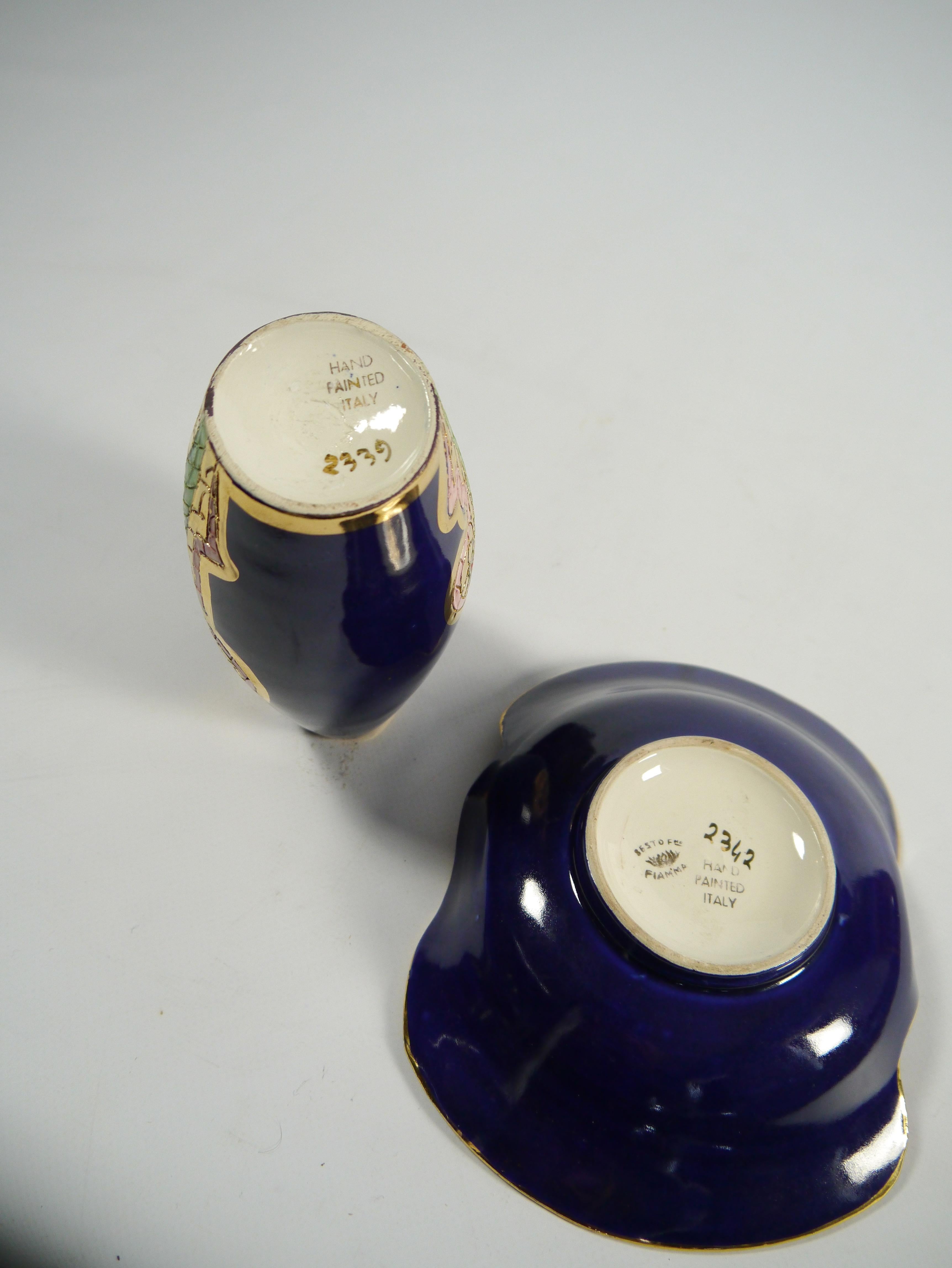 Hand Painted Midnight Blue Porcelain Vessels by Fiamma, Italy 1950s For Sale 3