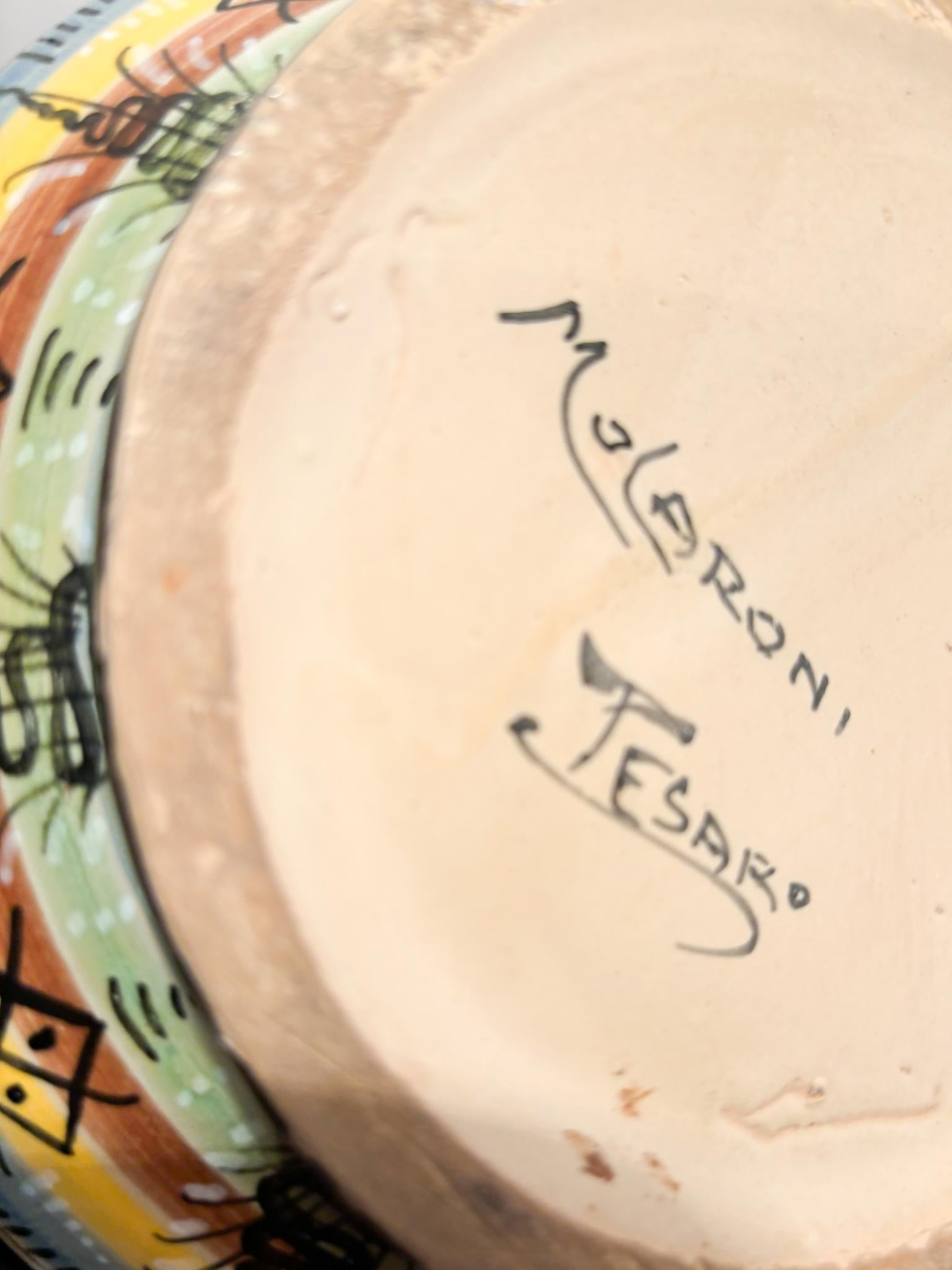 Ceramica Vaso in ceramica Molaroni dipinto a mano degli anni '40 in vendita