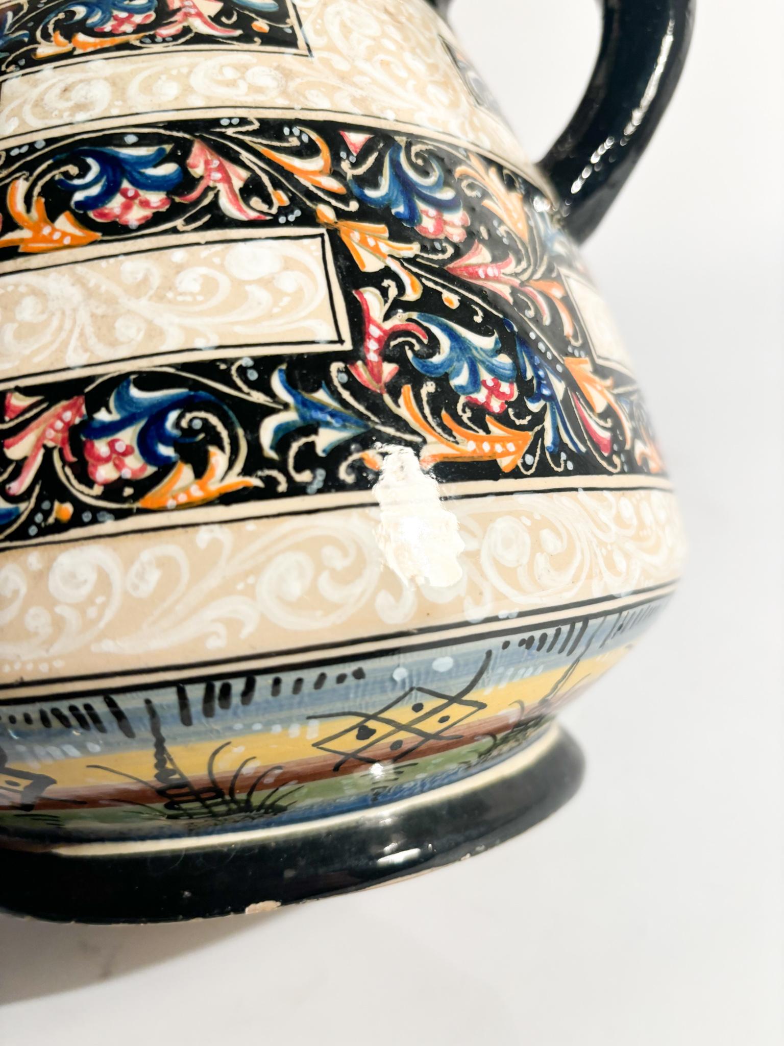 Vaso in ceramica Molaroni dipinto a mano degli anni '40 in vendita 1