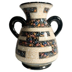 Hand-Painted Molaroni Ceramic Vase from the 1940s
