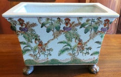 Hand Painted Monkey & Elephant Jardiniere