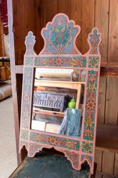 Hand-painted Moorish Style Wooden Wall Mirror with Decorations