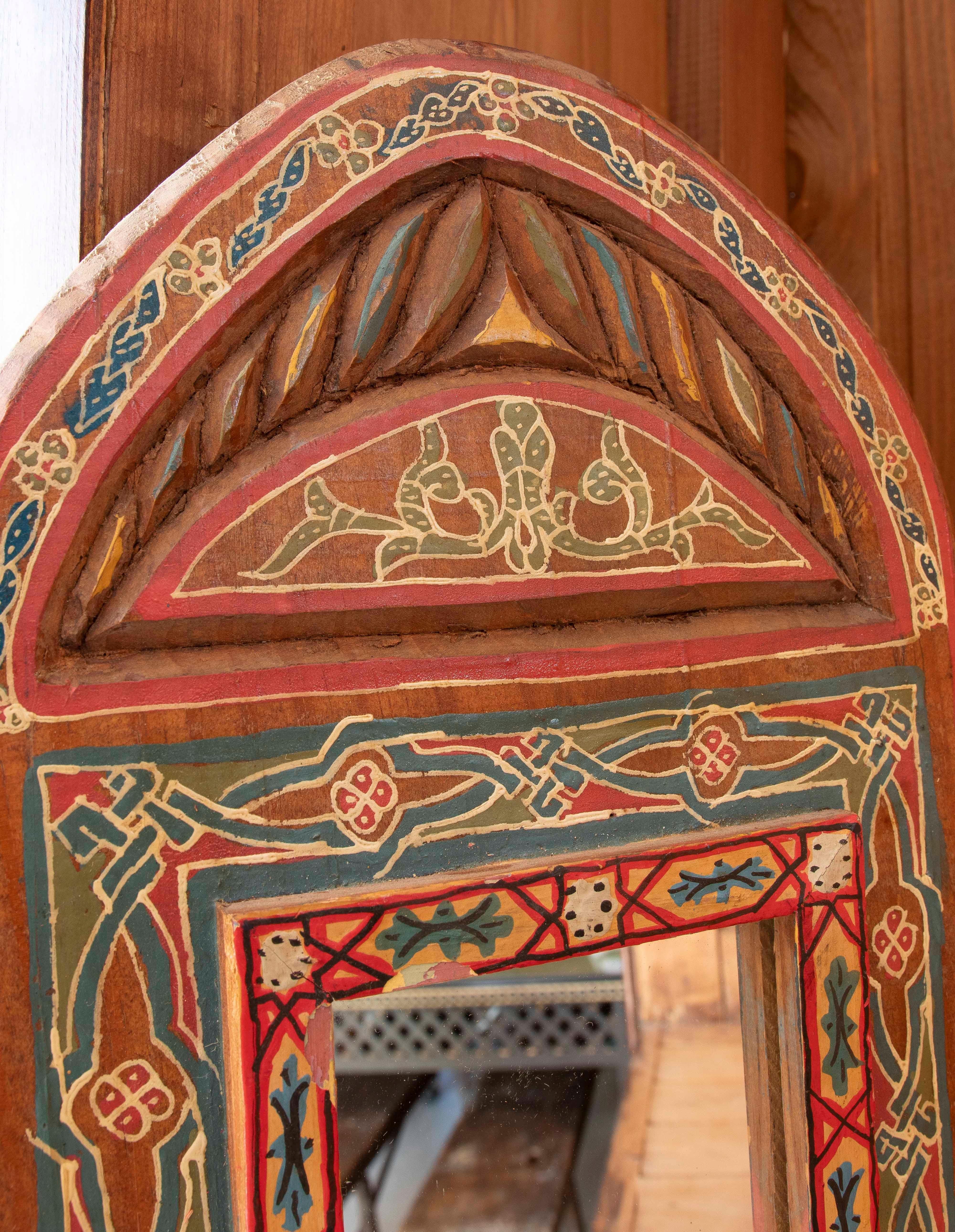 Miroir mural de style mauresque peint à la main avec décorations Bon état - En vente à Marbella, ES
