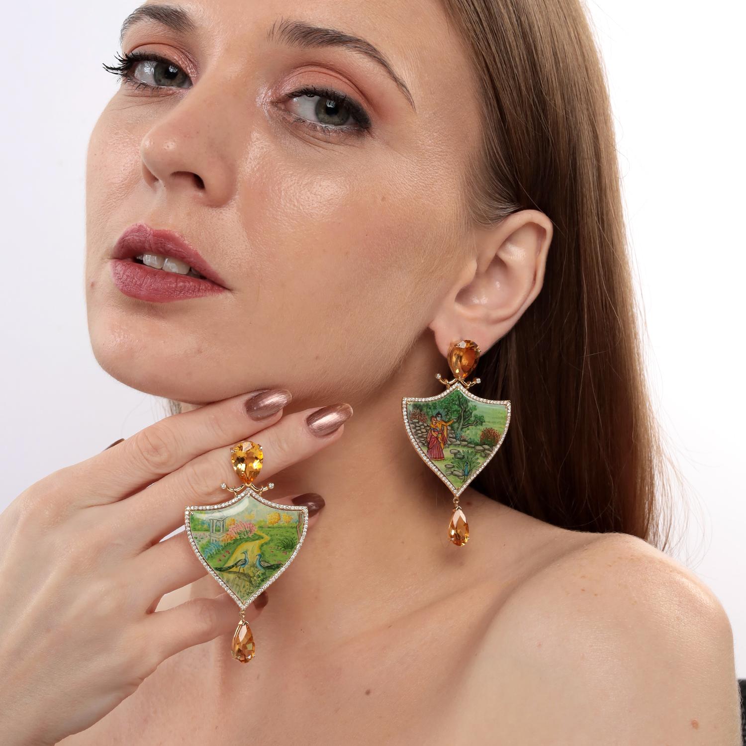 18KT:14.348g,D:1.26ct, Citrine:13.90ct,Mop:36.85ct,Enam:1.68g 71X41