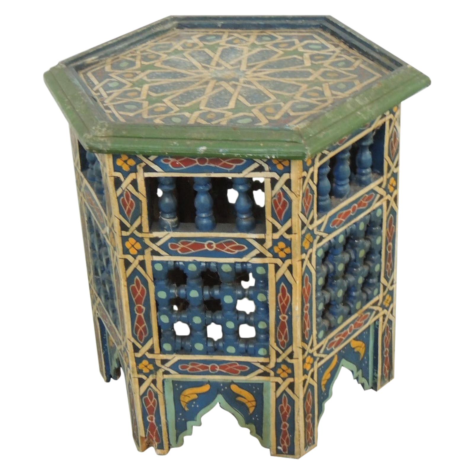 Hand Painted Moroccan Handcrafted Side Table