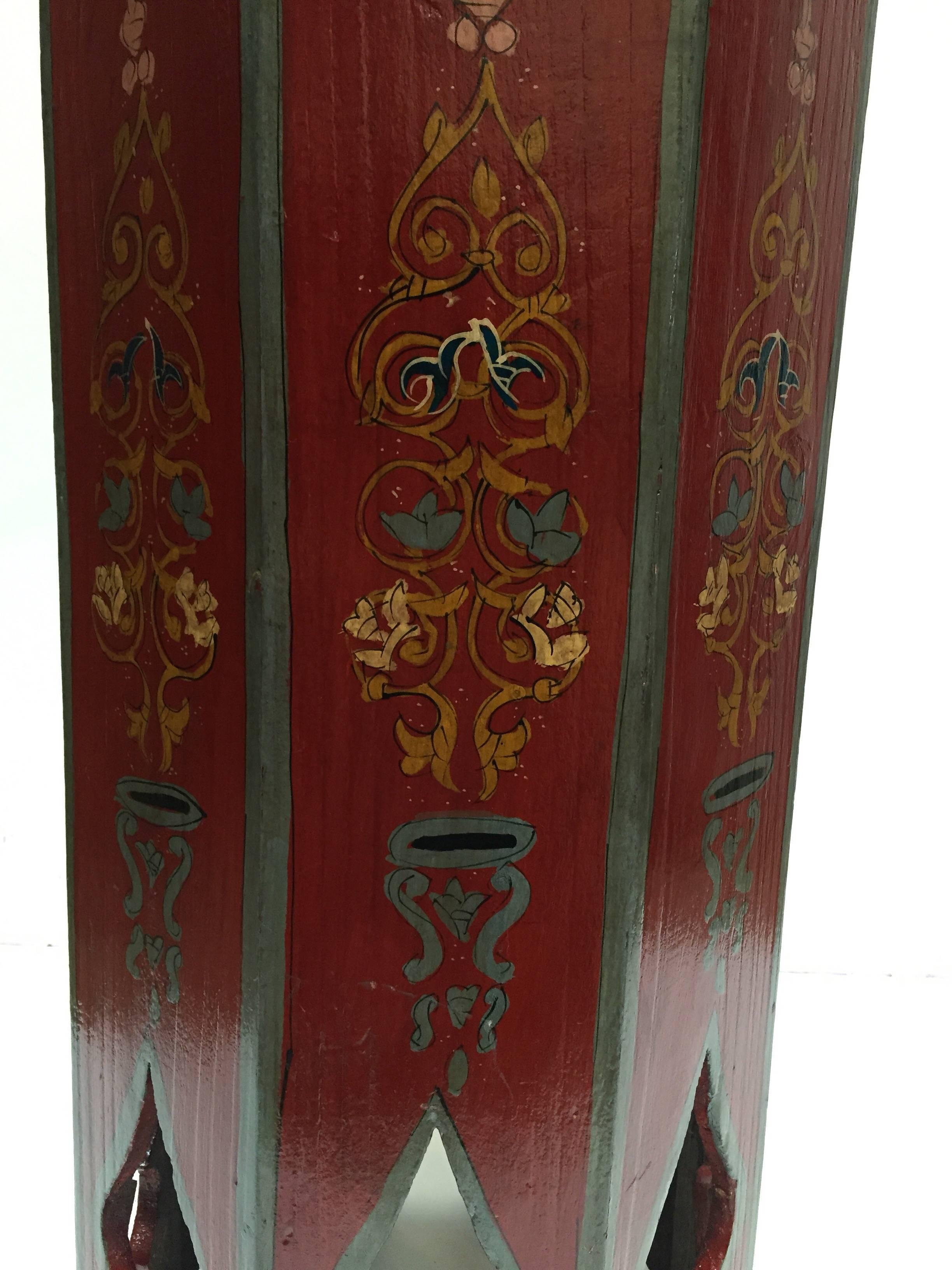 Folk Art 1960s Moroccan Moorish Pedestal Octagonal Table For Sale