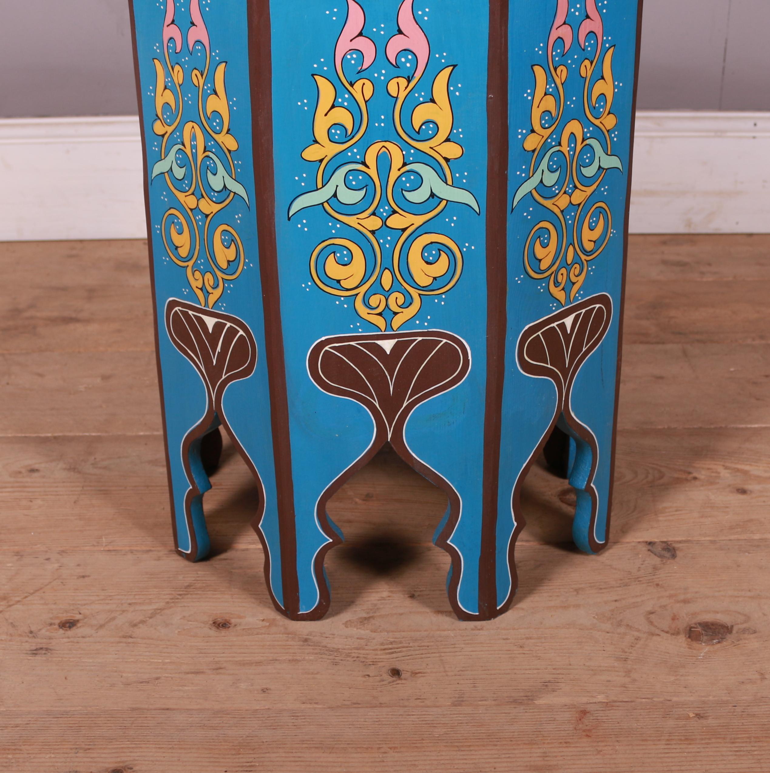 Bespoke hand-painted Moroccan side table.

Imported directly from Morocco and can be made to your specification.

Reference: 7331

Dimensions
20 inches (51 cms) high
17.5 inches (44 cms) diameter.