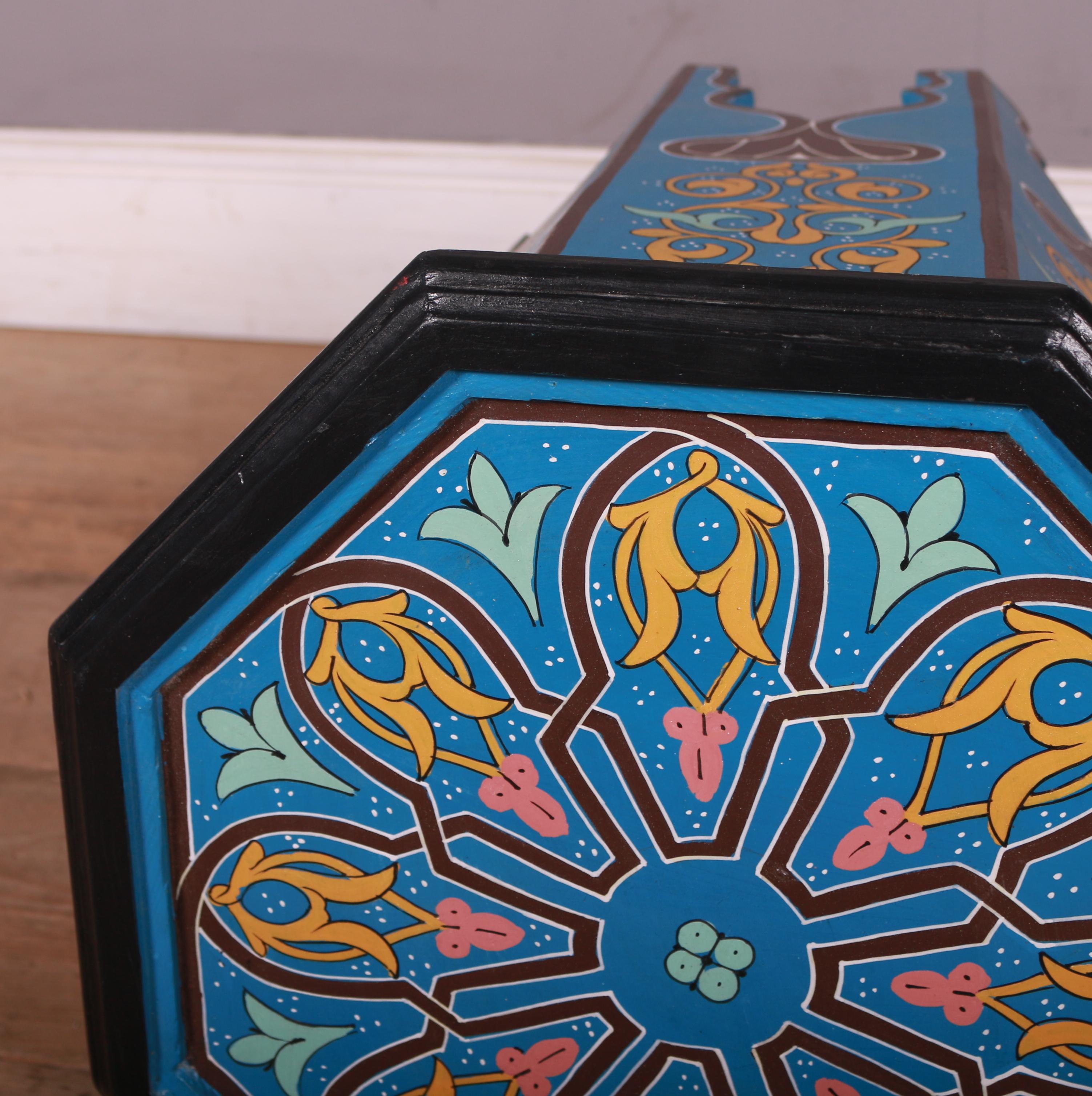 Pine Hand-Painted Moroccan Moorish Style Side Table