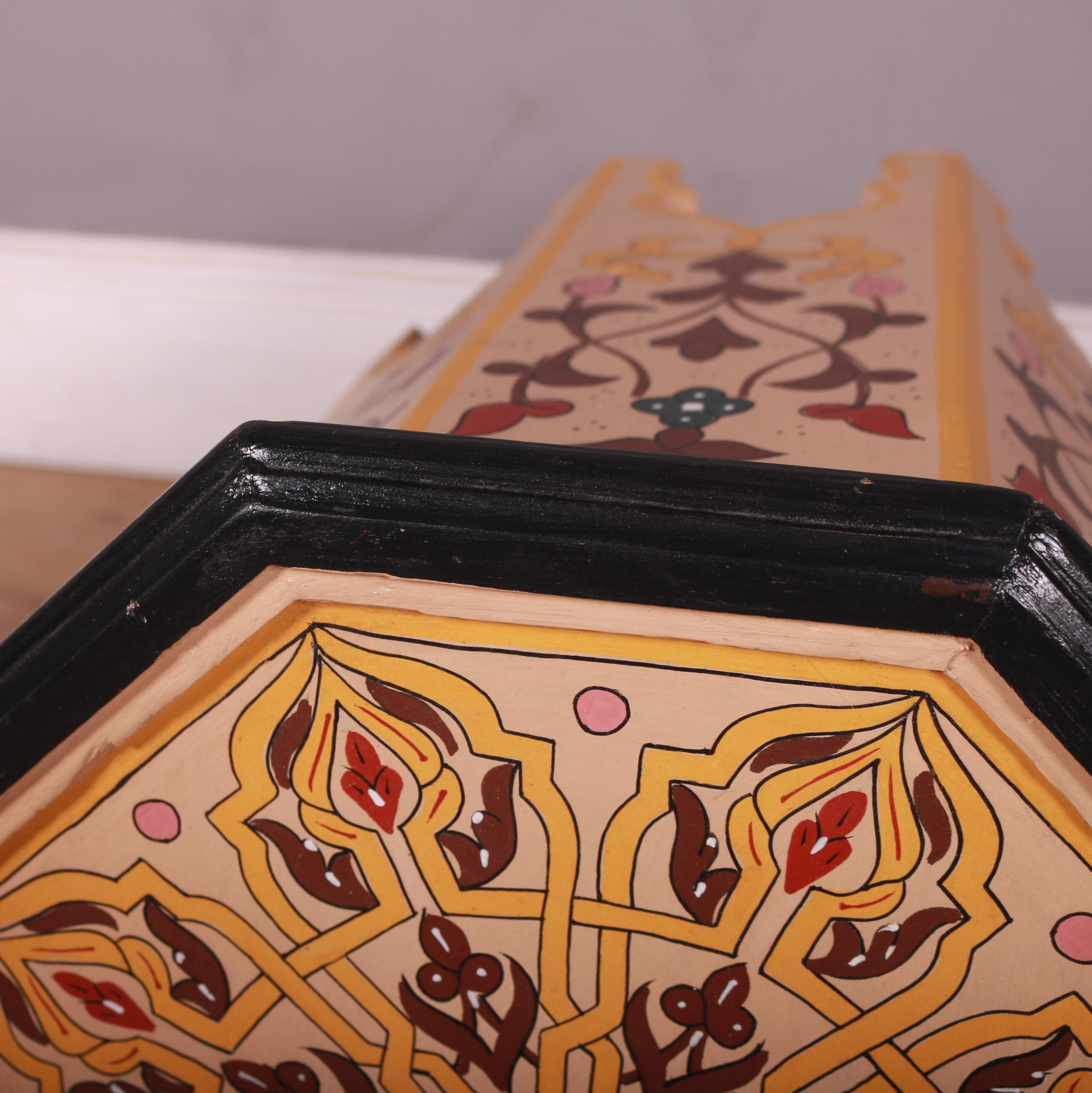 Pine Hand-Painted Moroccan Moorish Style Side Table