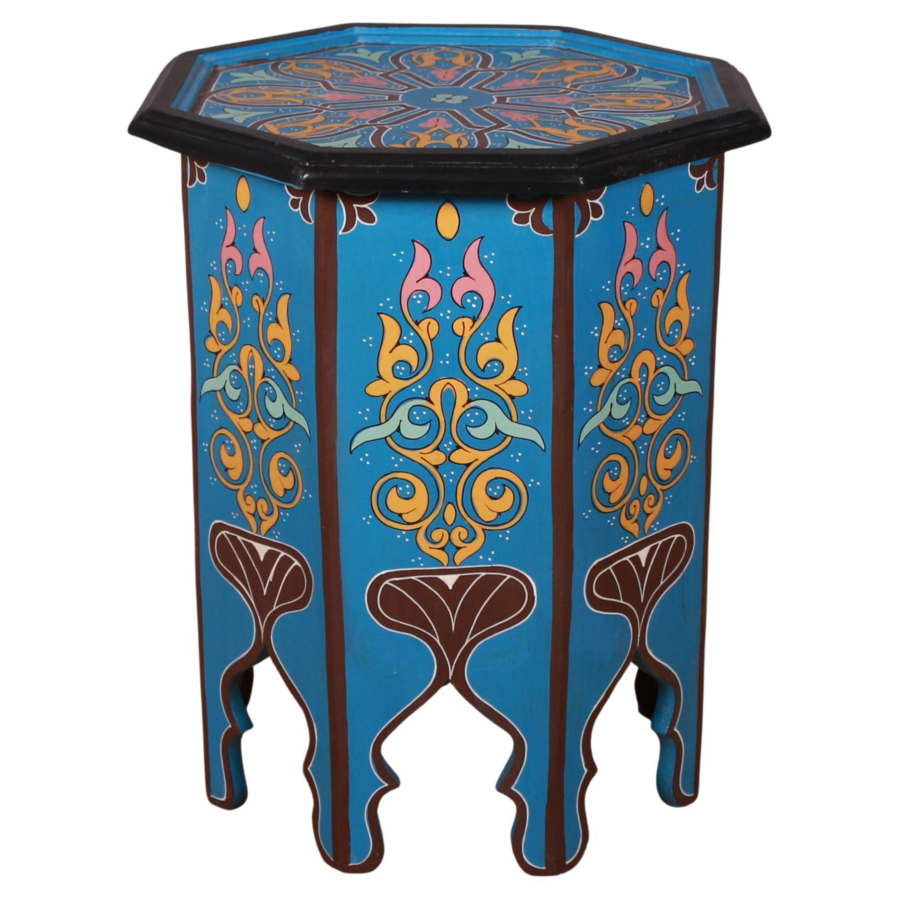 Hand-Painted Moroccan Moorish Style Side Table