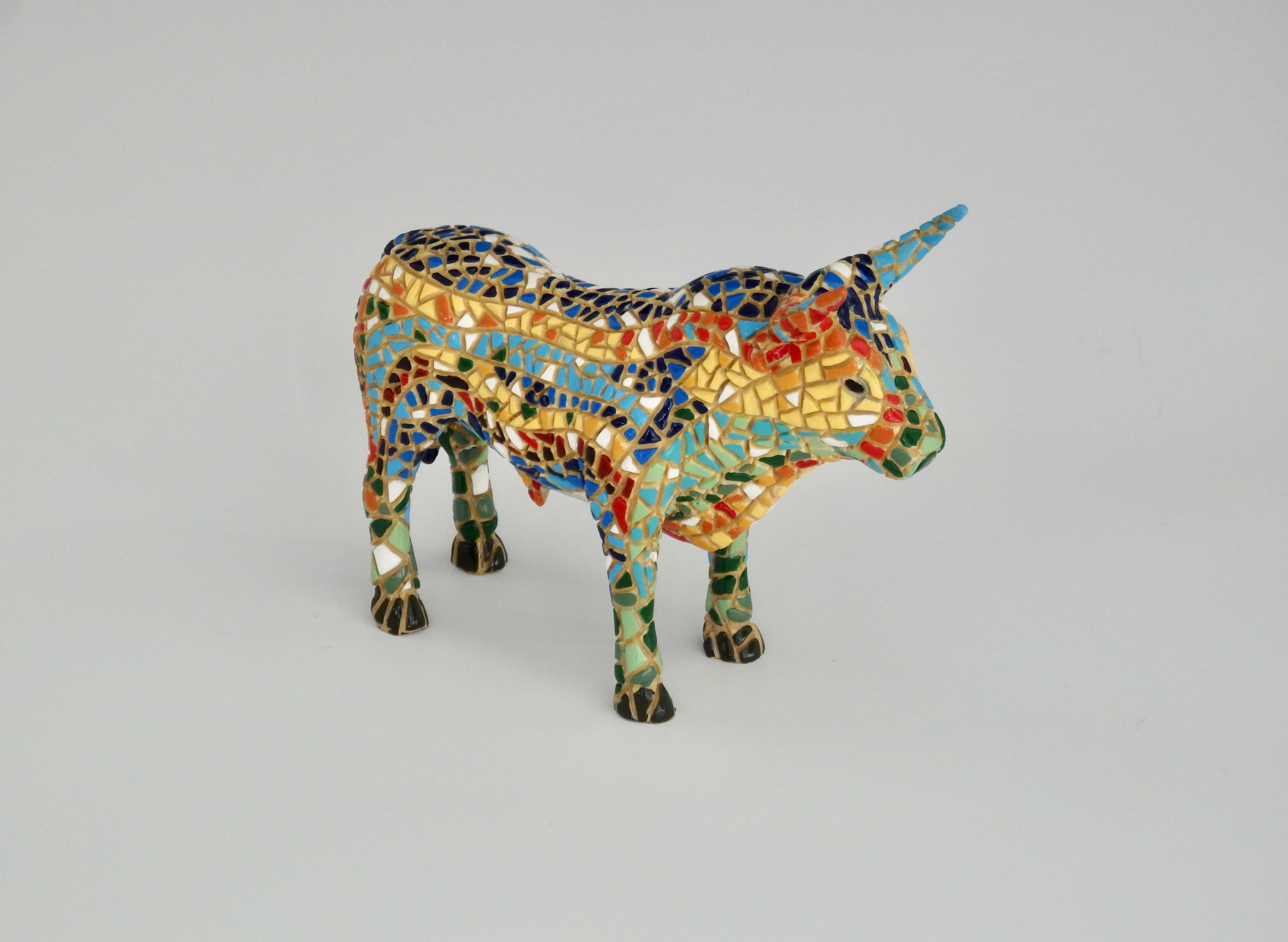 mosaic spanish bull figurine