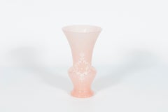Hand-Painted Murano Cased Glass Vase in Blush Rose, 1980s