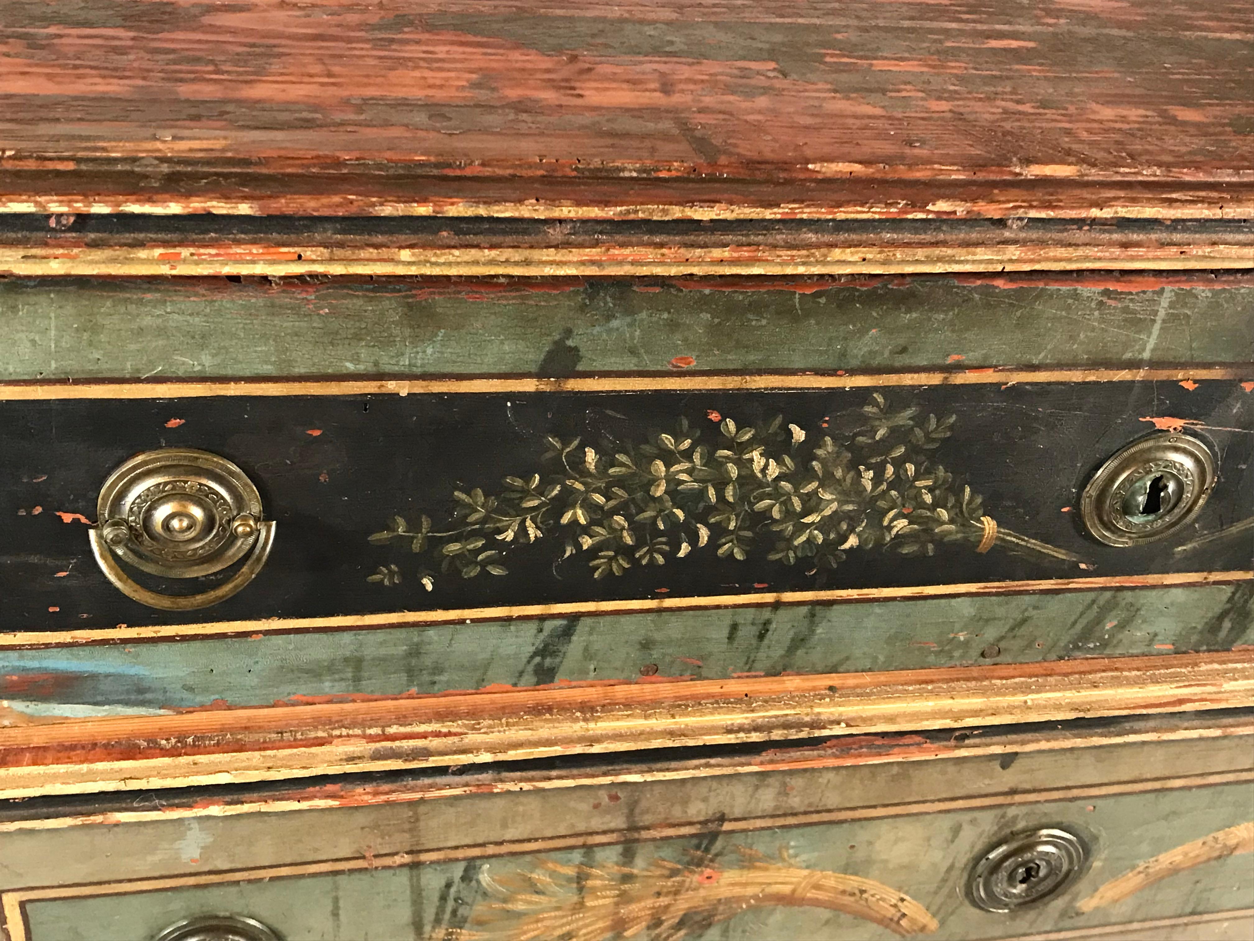 Hand-Painted Neoclassical Chest of Drawers South Germany, 1780 8